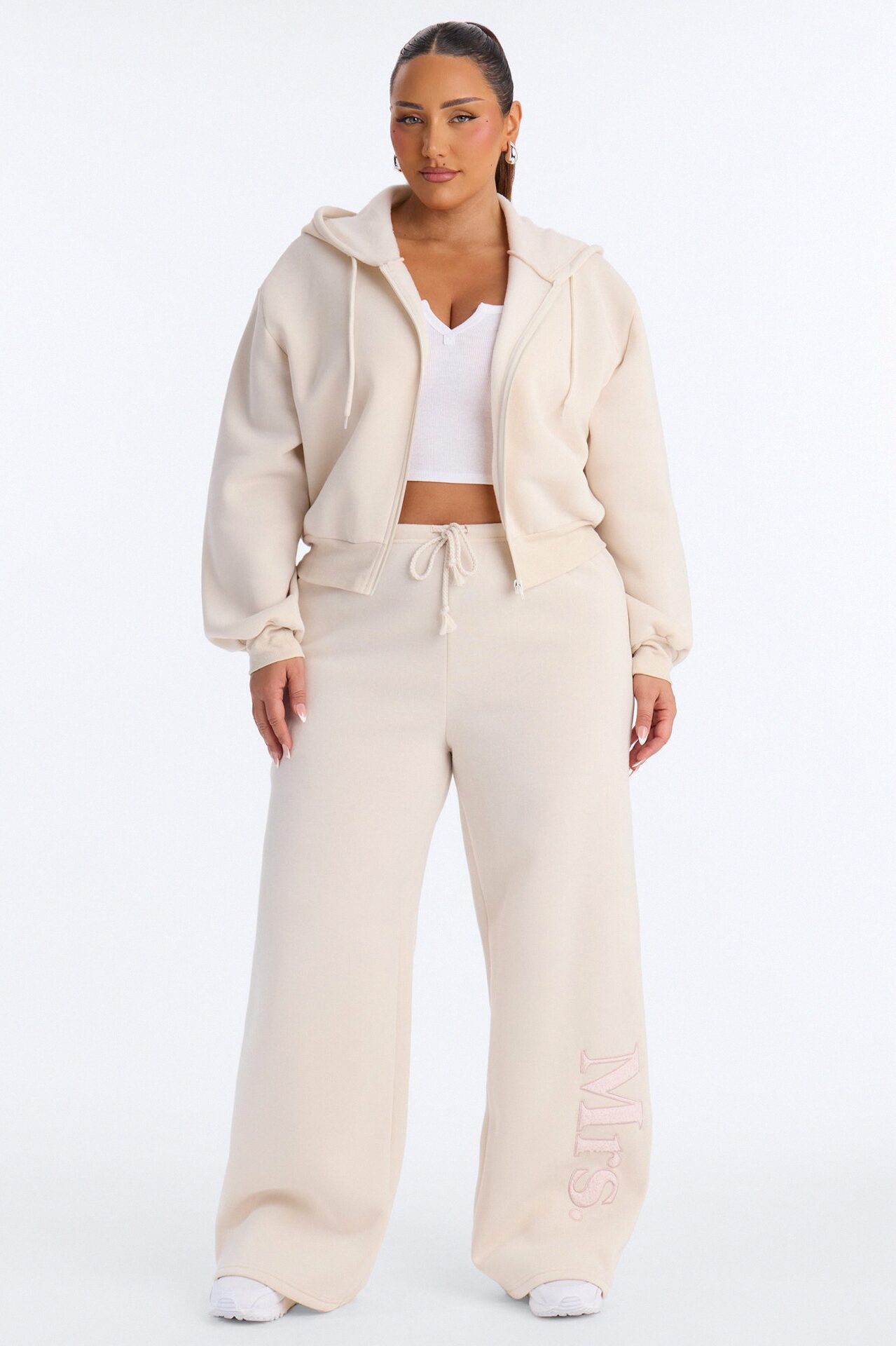Soon To Be Mrs Fleece Pant Set - Cream