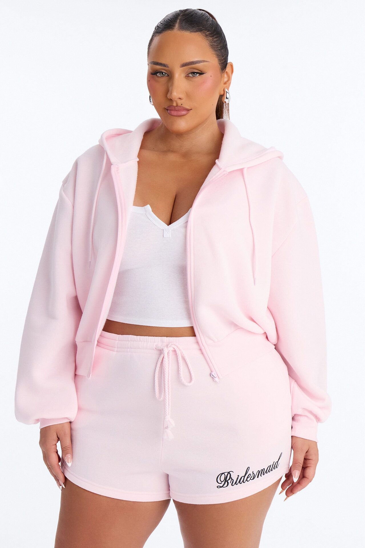 Bridesmaids Only Fleece Short Set - Light Pink
