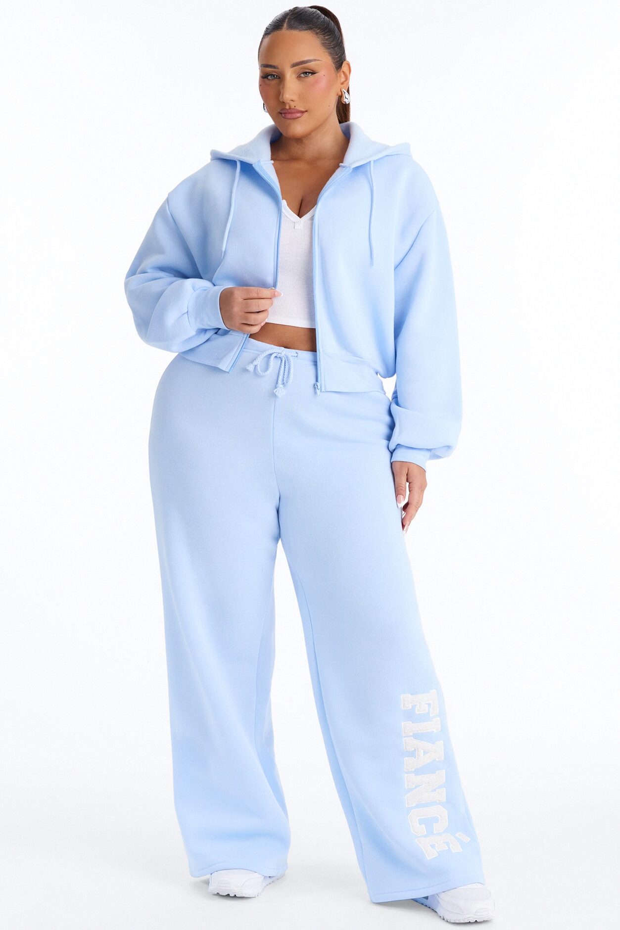 She's A Fiancé Fleece Pant Set - Light Blue