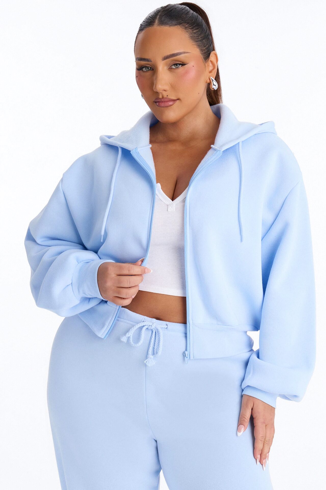 She's A Fiancé Fleece Pant Set - Light Blue