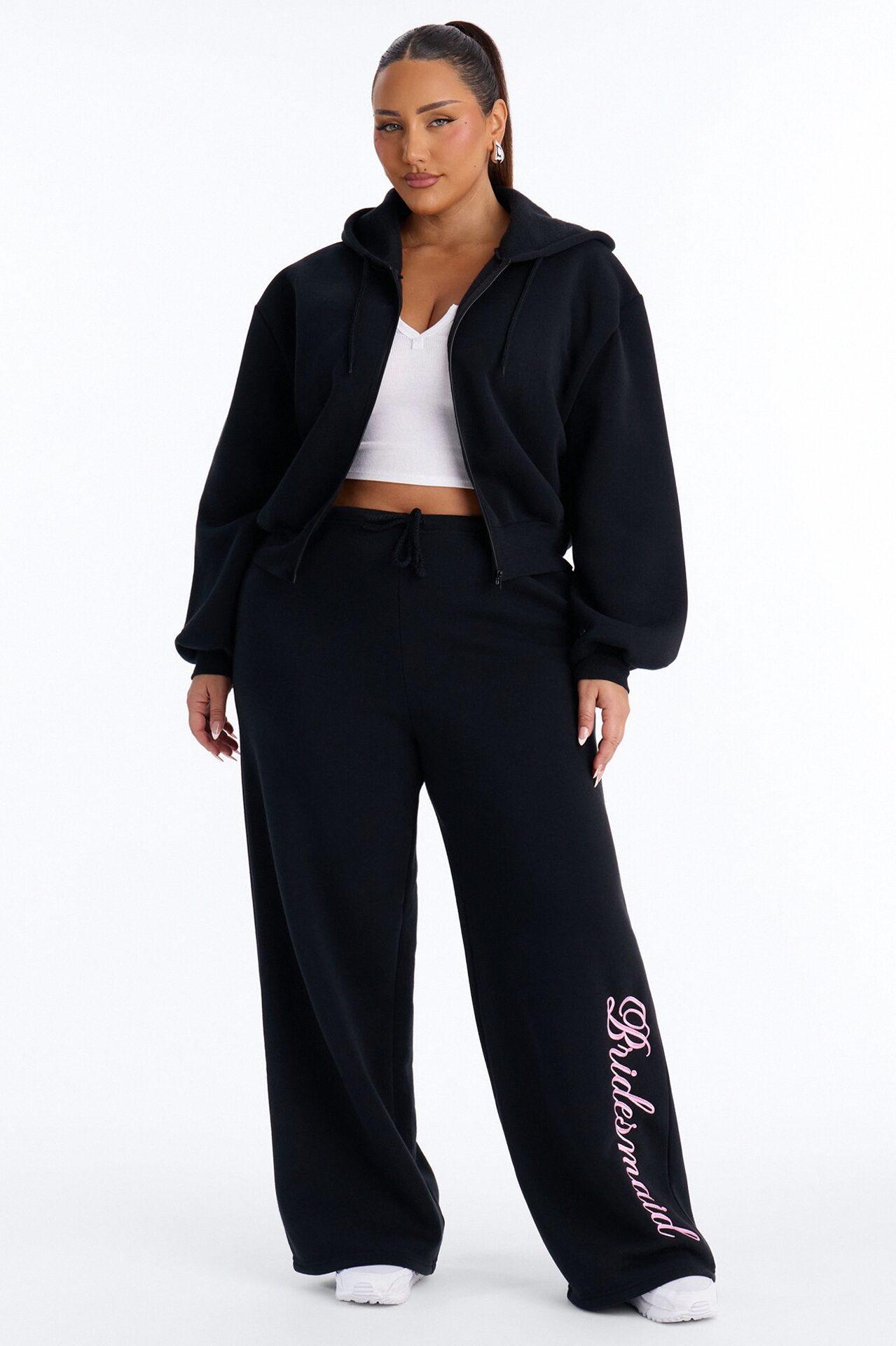 Bridesmaids Only Fleece Pant Set - Black/Pink