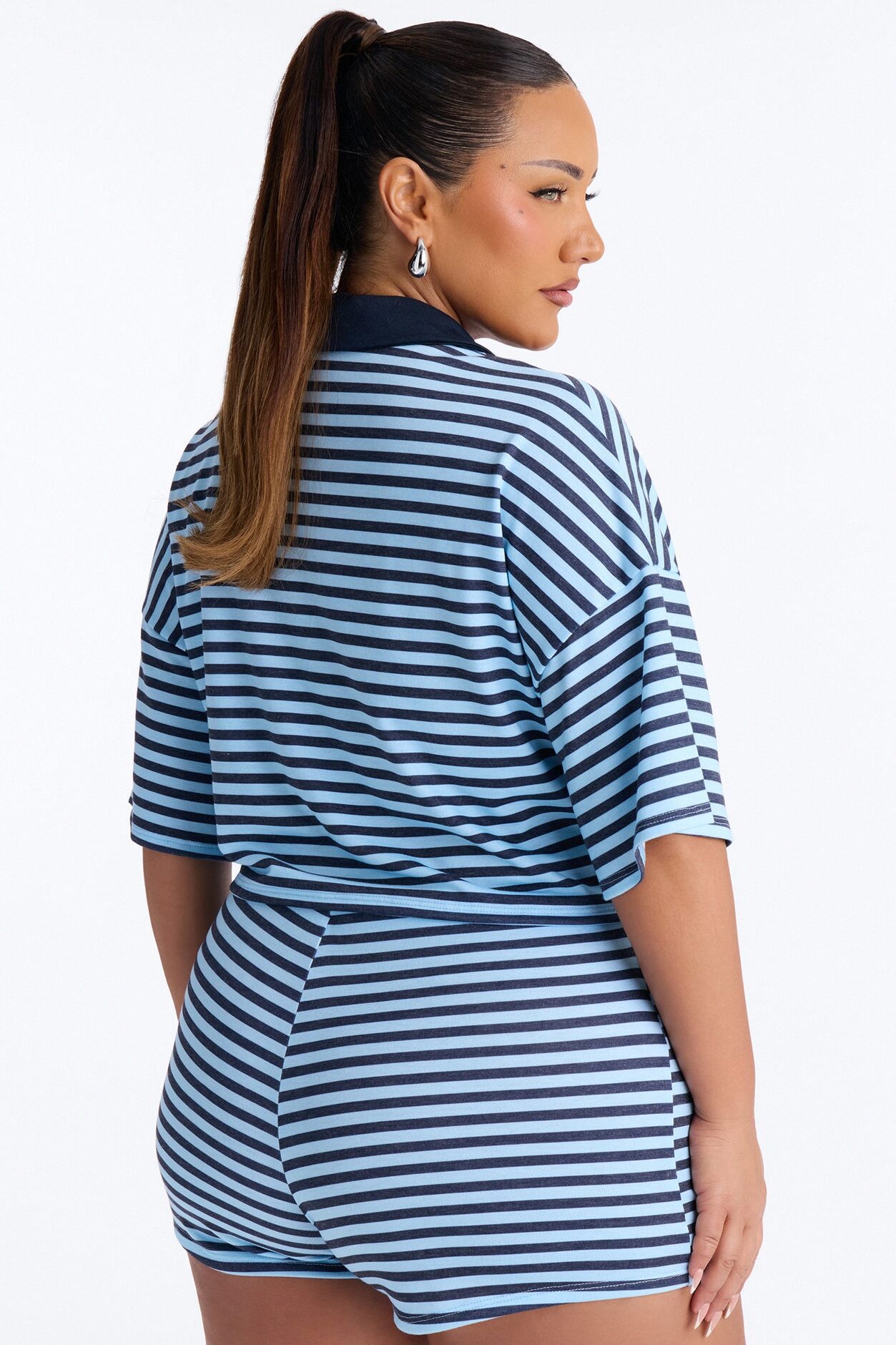 Ellie Striped Short Set - Blue/combo