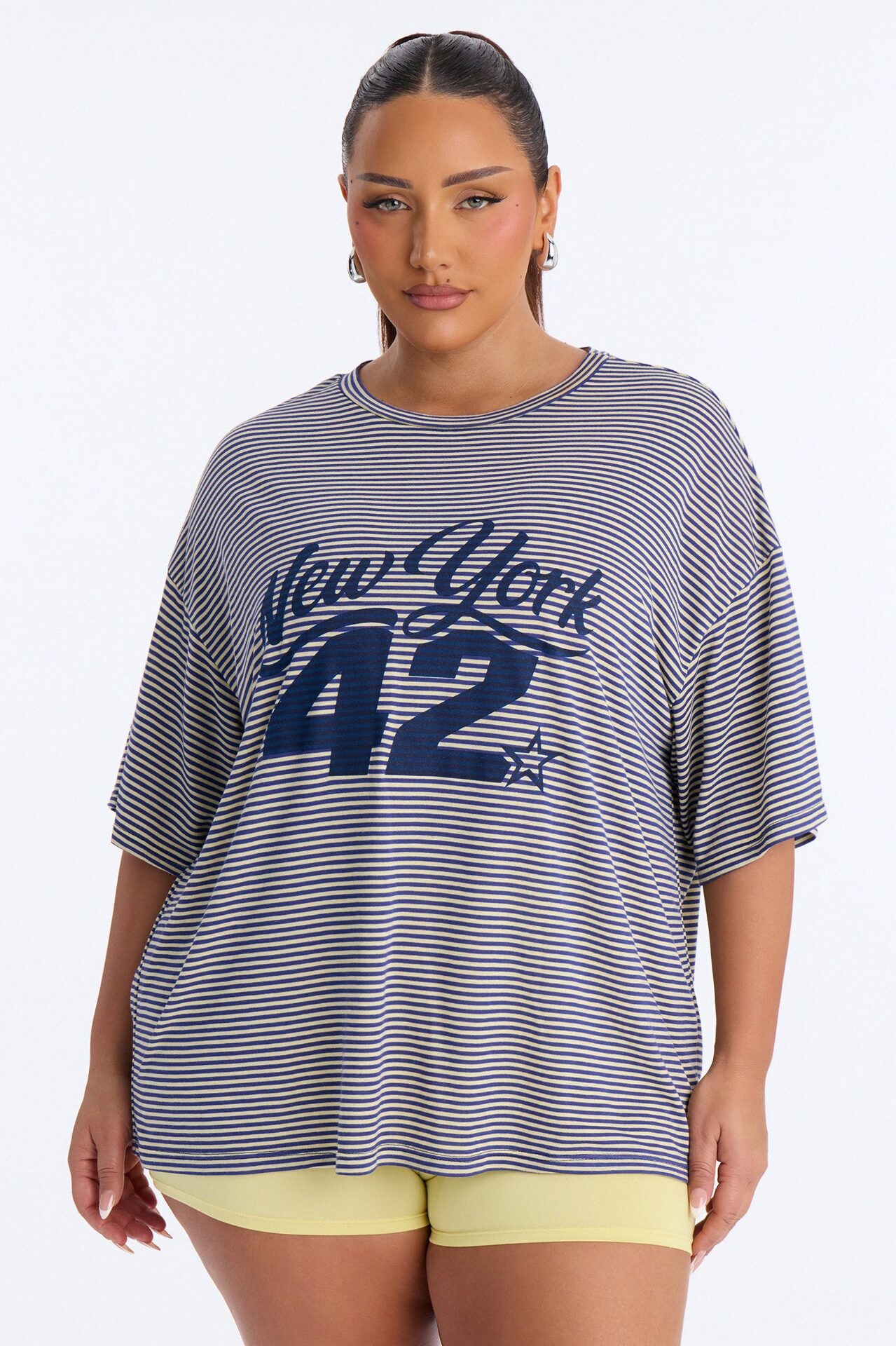 New York New York Striped Biker Short Set - Blue/combo