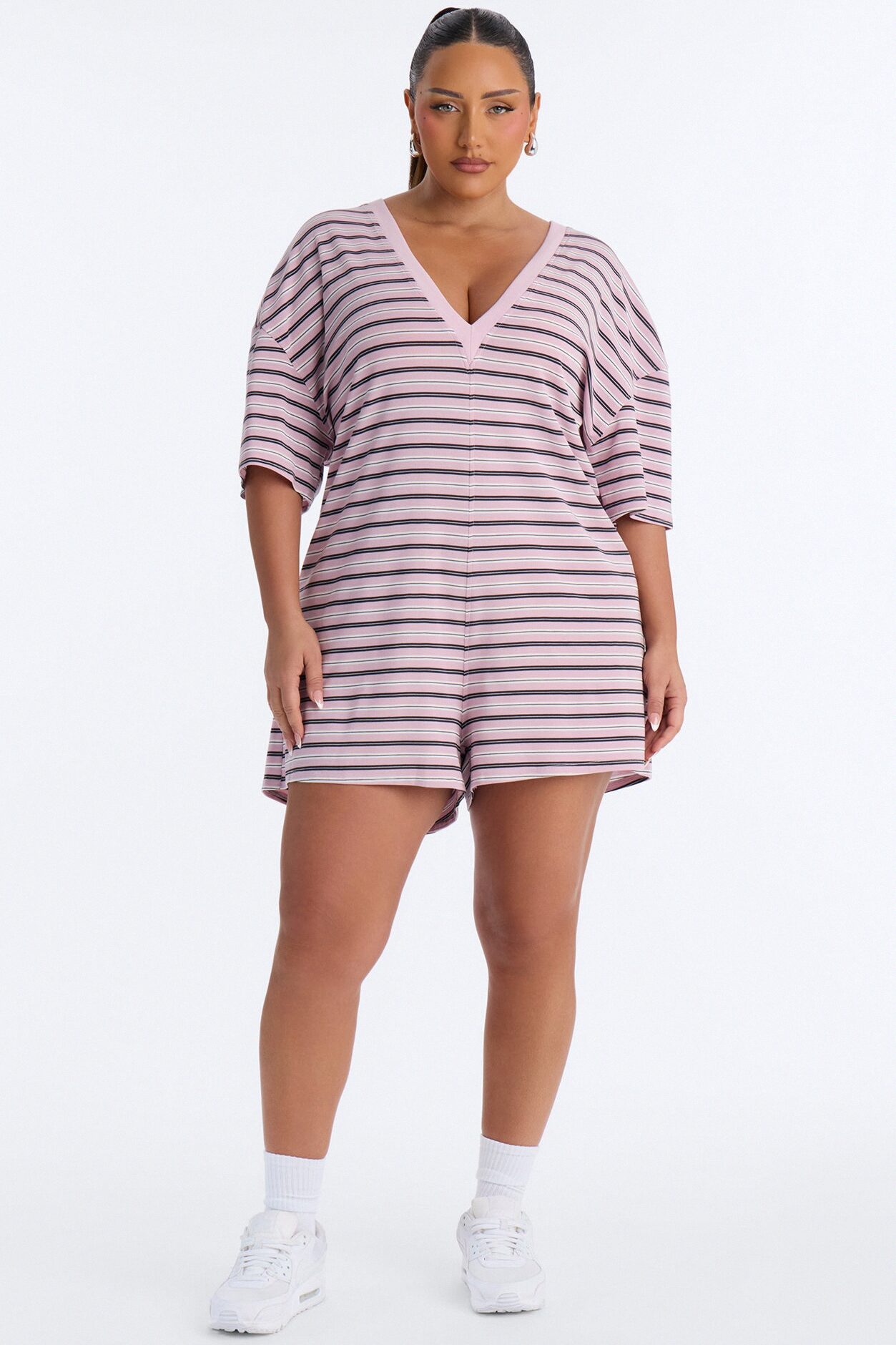 Throw Her On Striped Romper - Pink