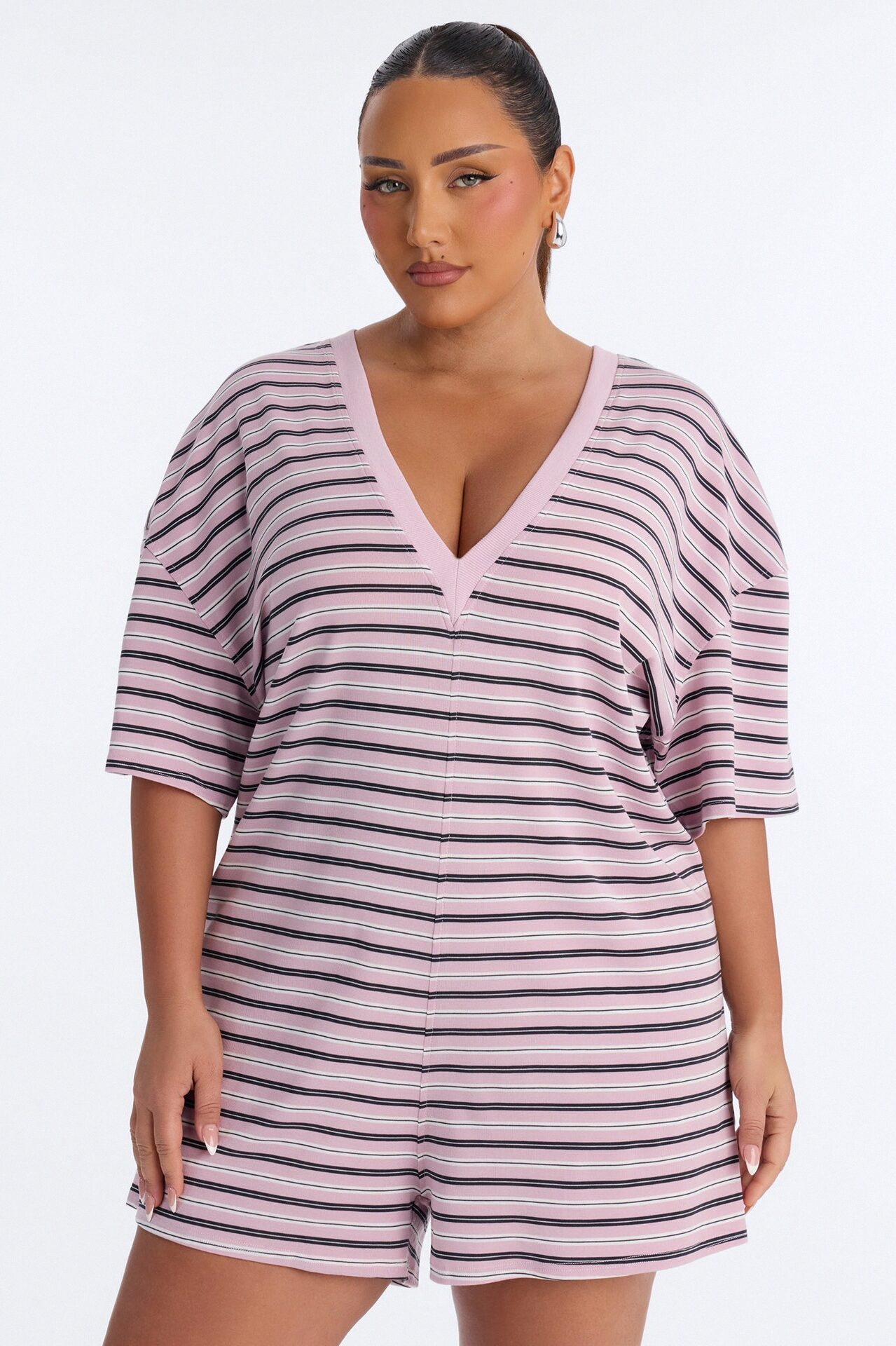 Throw Her On Striped Romper - Pink