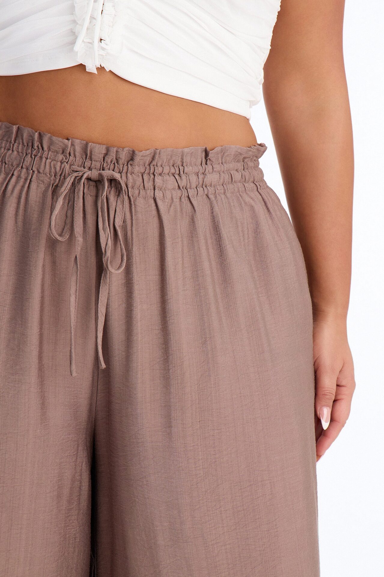 Lainey High Rise Wide Leg Pant 33″ - Mocha