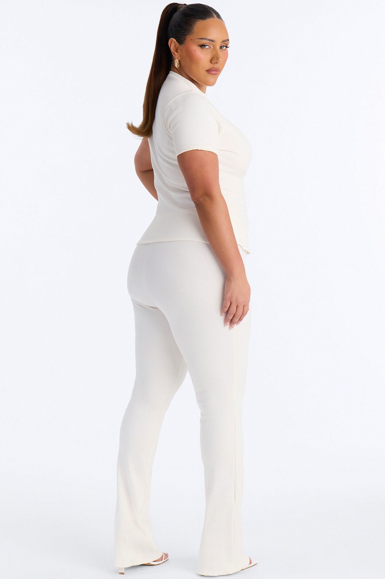 Samira Snatched Short Sleeve Pant Set - Off White