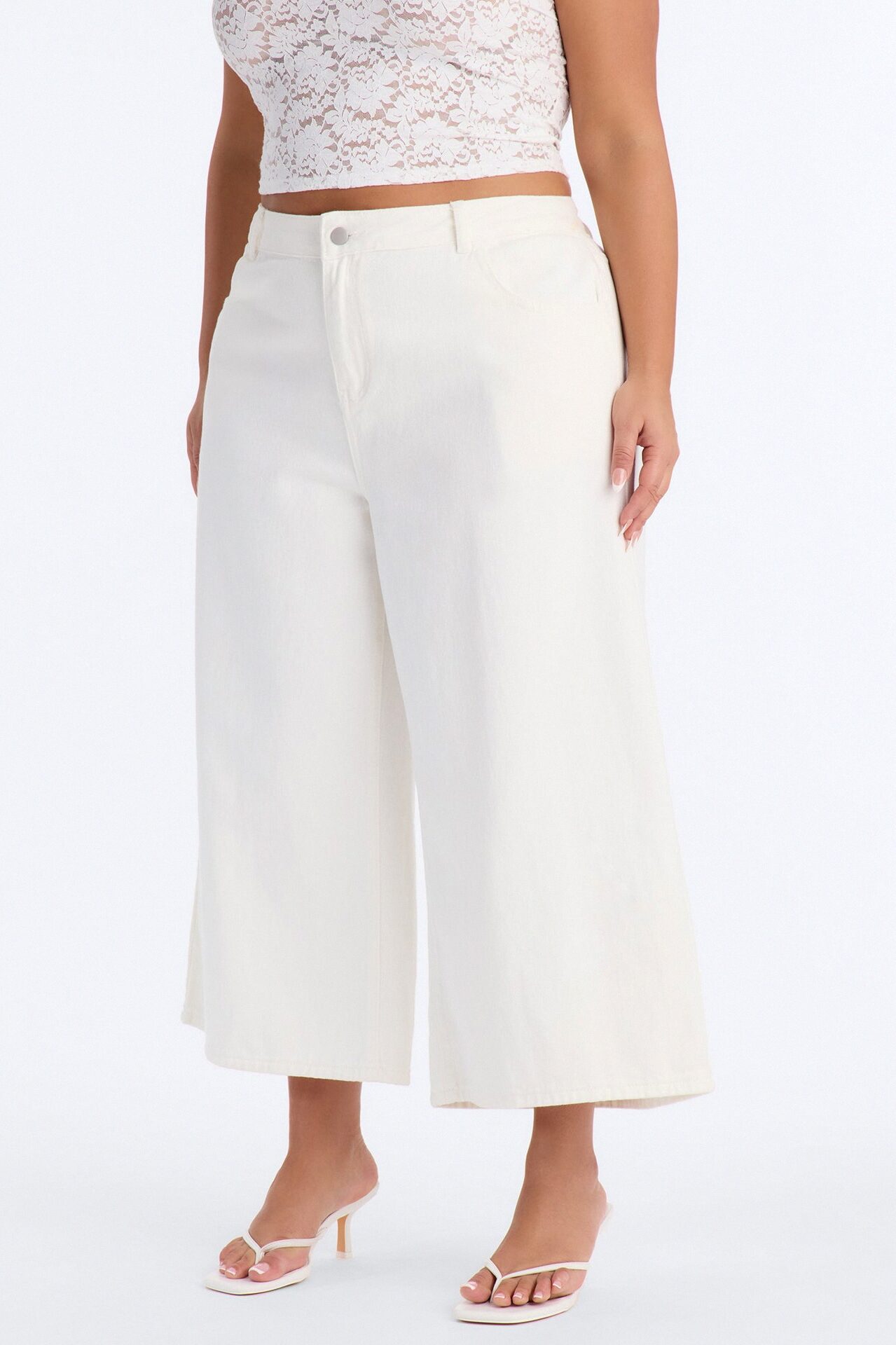 Anna Low Rise Cropped Wide Leg Pant 23″ - White