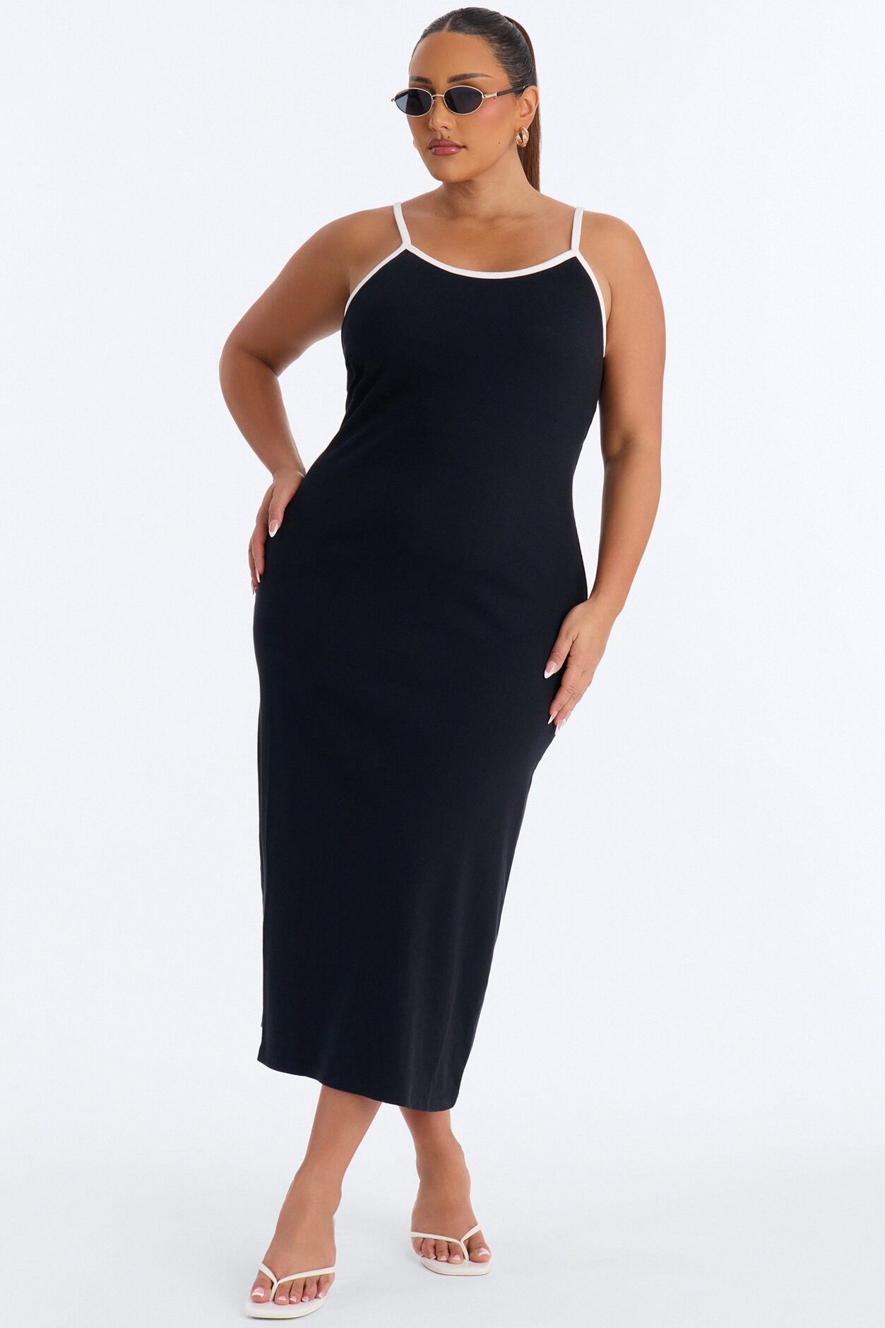 Lowkey Built In Bra Cami Midi Dress - Black