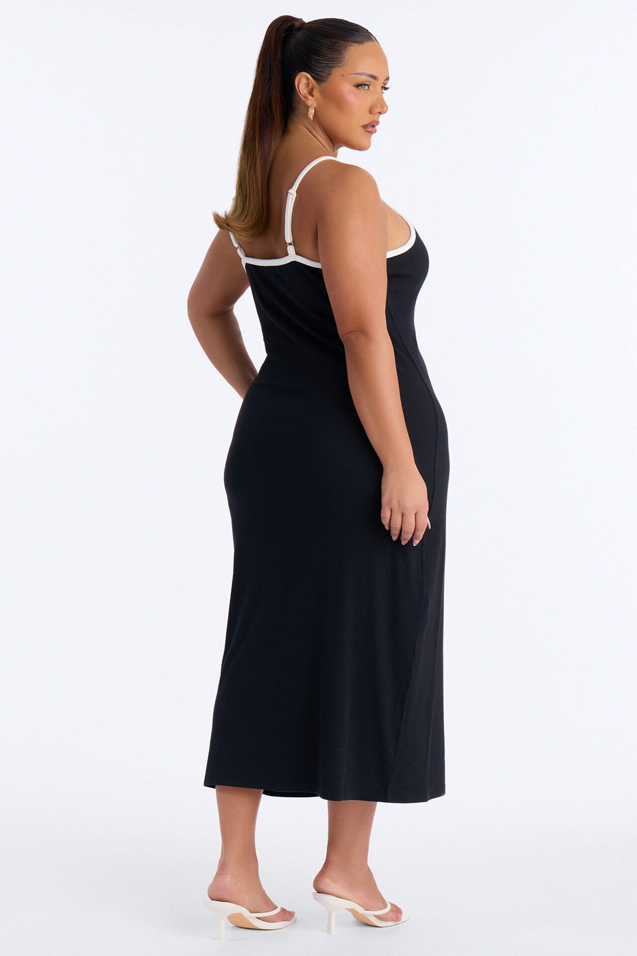 Lowkey Built In Bra Cami Midi Dress - Black