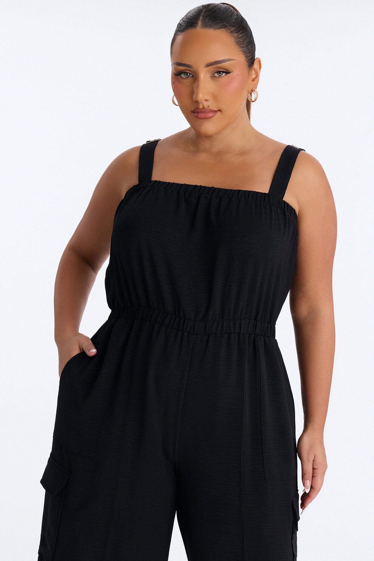 Carina Cargo Wide Leg Jumpsuit - Black