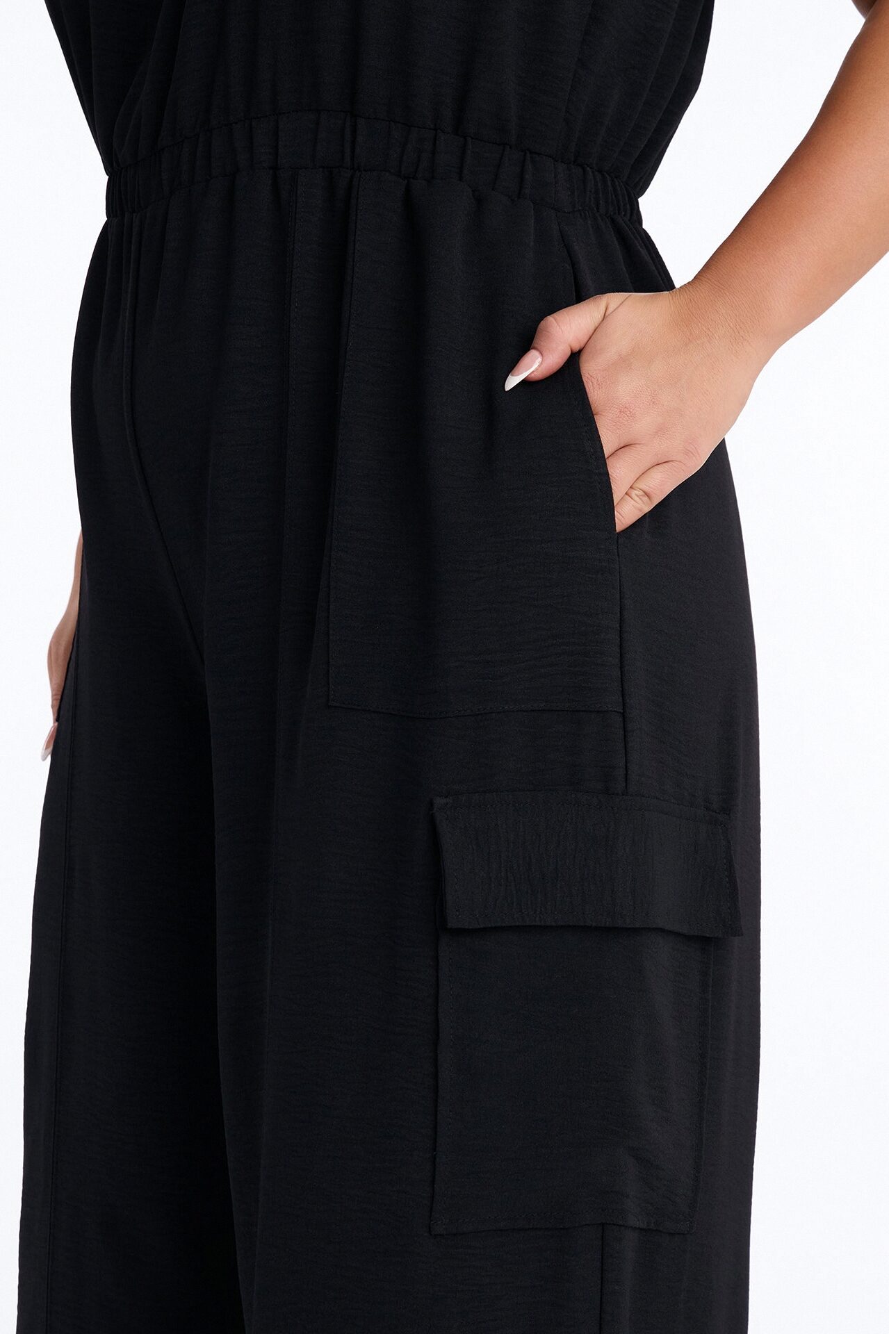 Carina Cargo Wide Leg Jumpsuit - Black