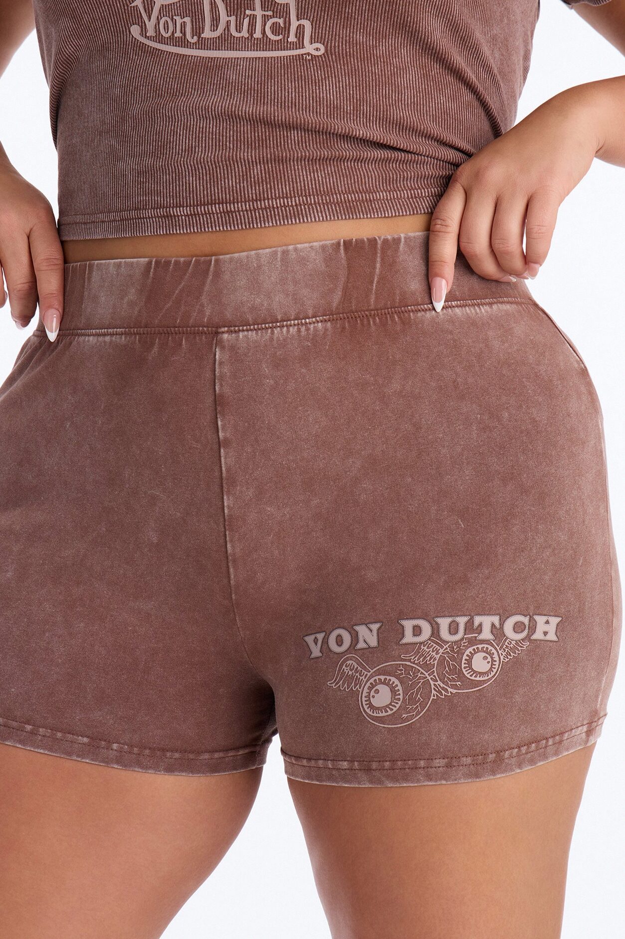 Von Dutch Washed Hot Short - Brown