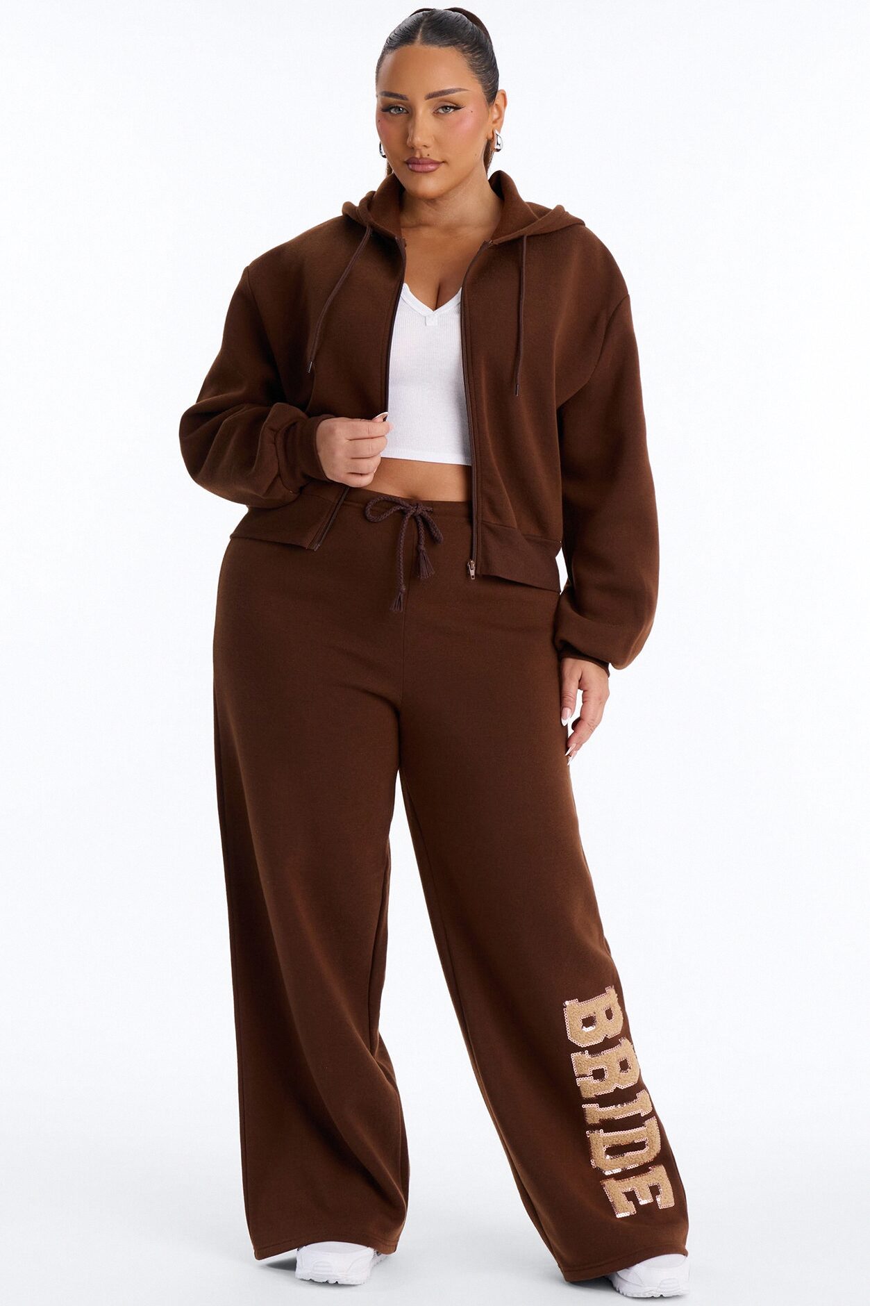 Bride To Be Fleece Pant Set - Brown/combo