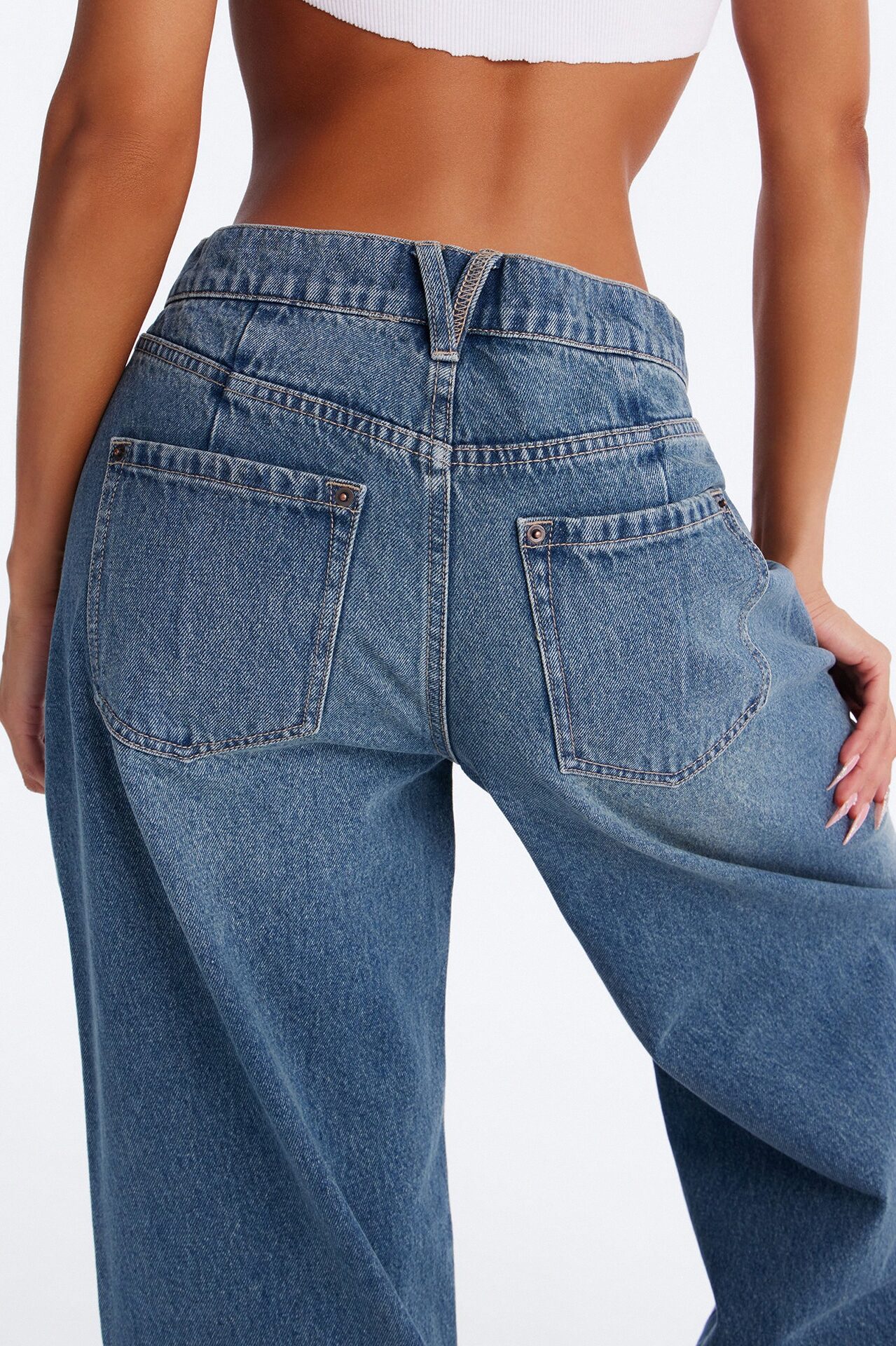 Serrano Drop Waist Wide Leg Jeans - Medium Wash