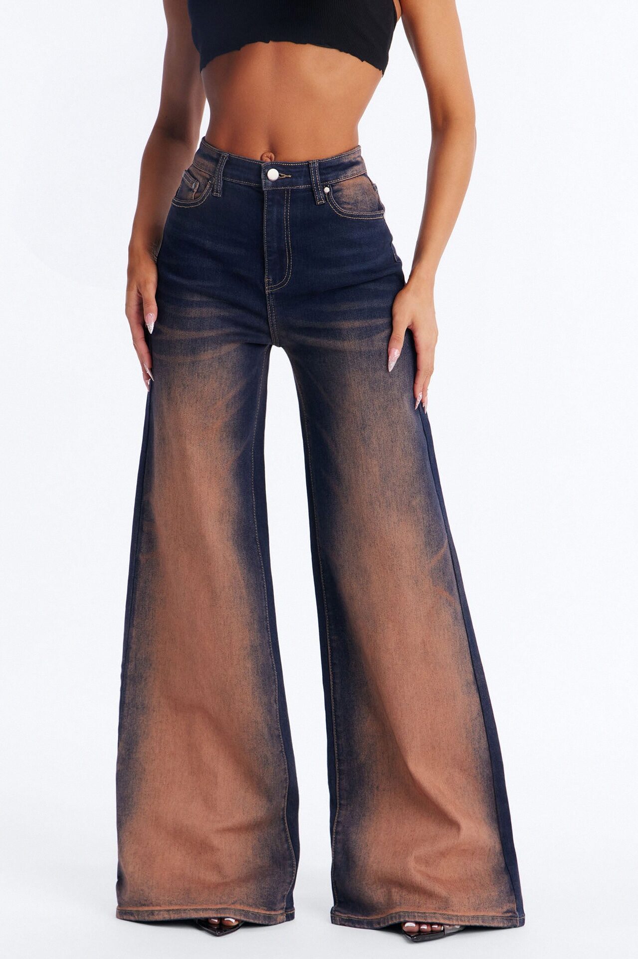 Every Move Ombre Tinted Wide Leg Jeans - Vintage Wash