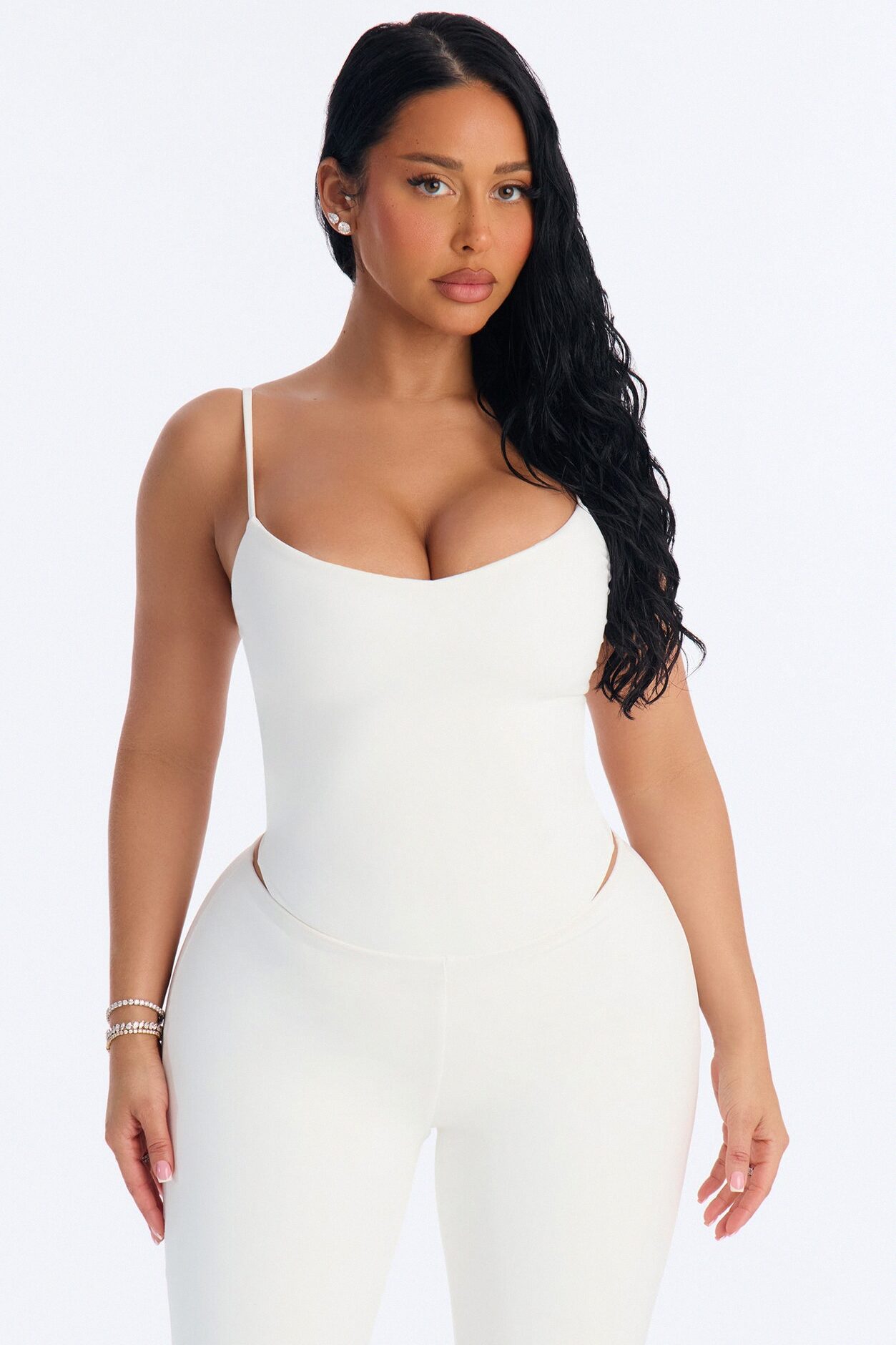 Bianca Matte Form Double Lined Low Rise Capri Set - White