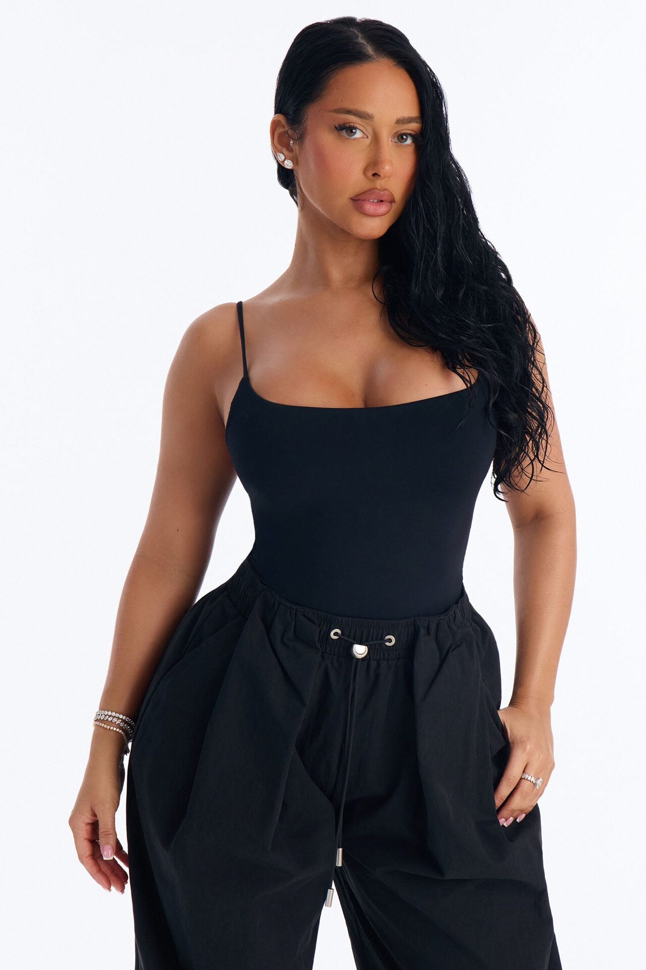 Second Skin Double Lined Square Neck Cami Bodysuit - Black