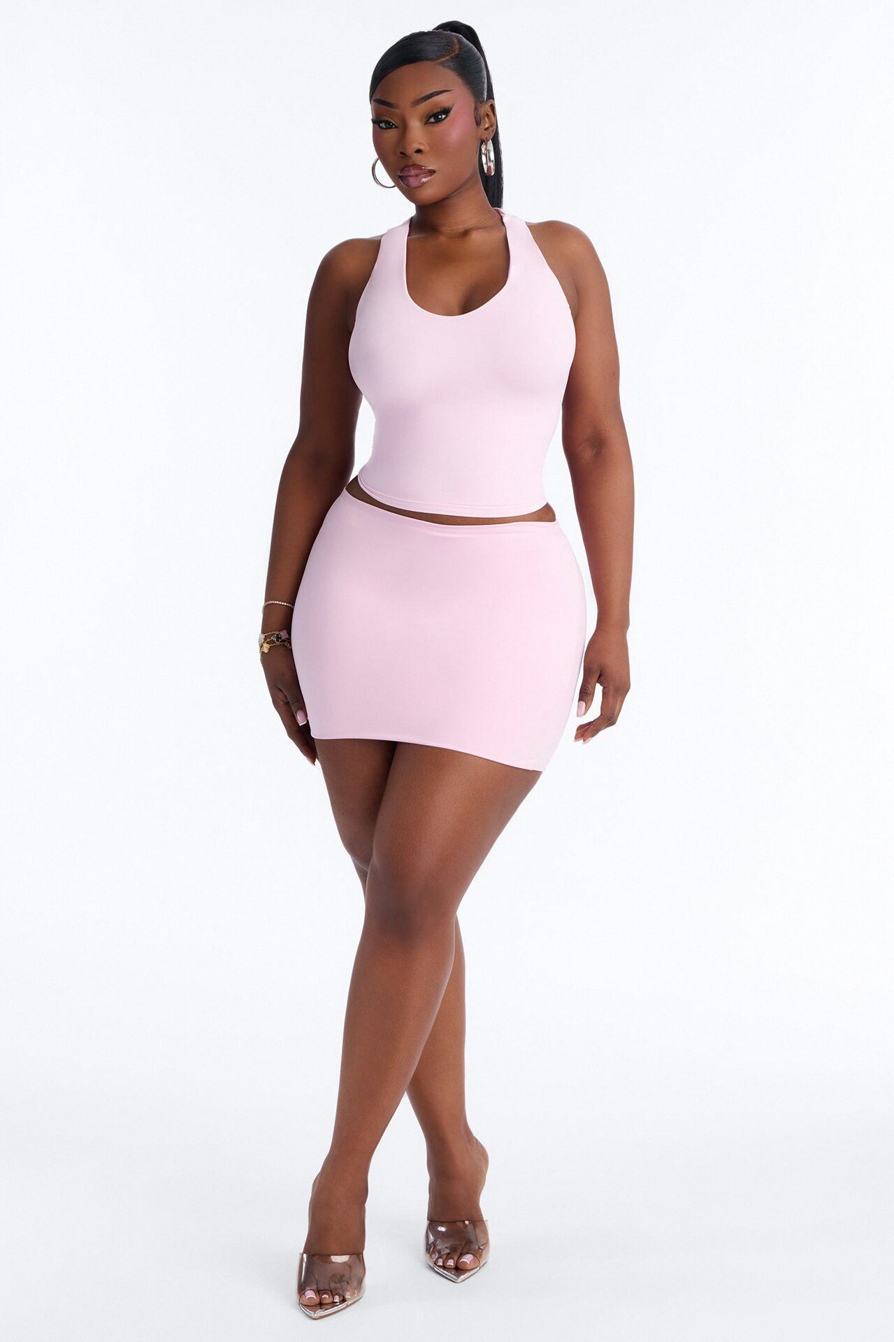 Second Skin Double Lined U Neck Racerback Top - Light Pink