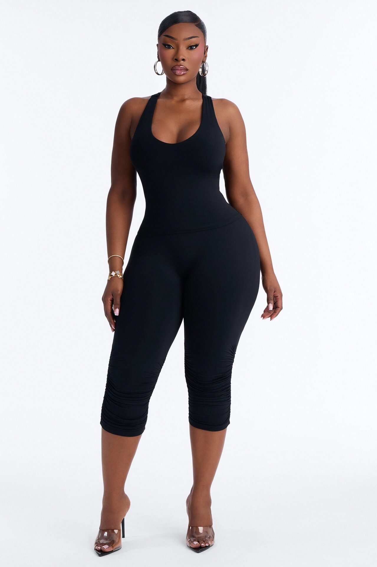 Second Skin Double Lined U Neck Racerback Top - Black