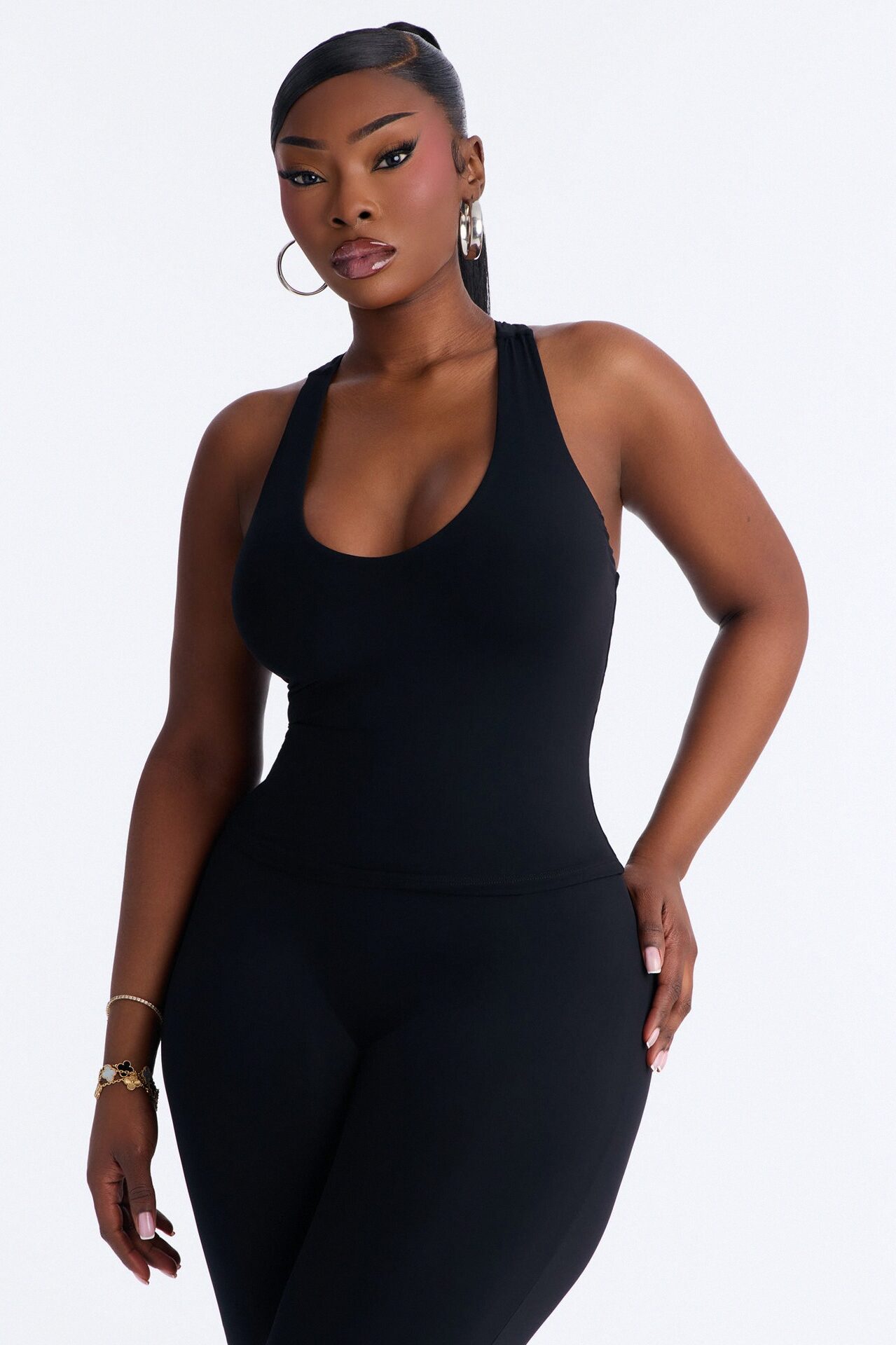 Second Skin Double Lined U Neck Racerback Top - Black