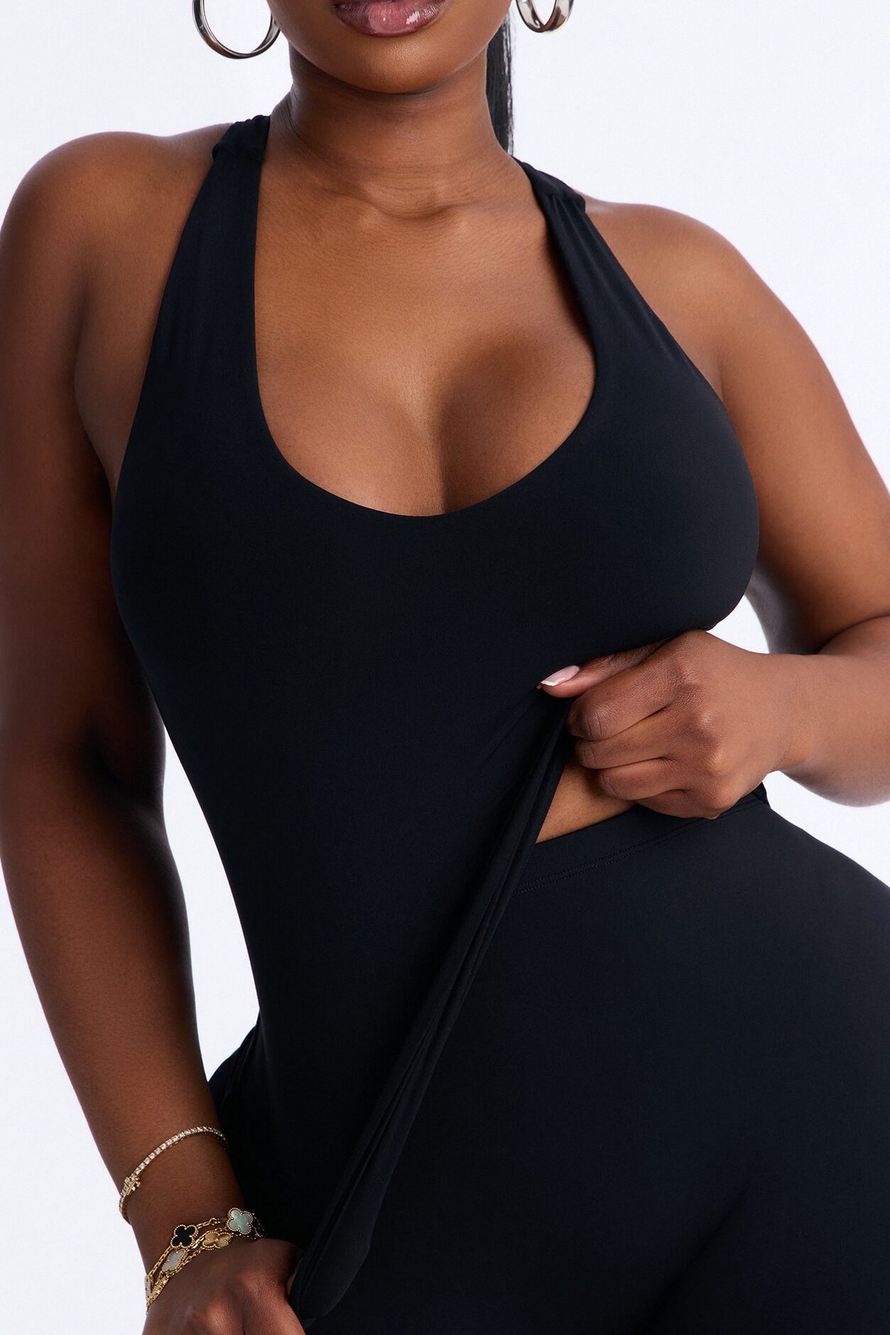 Second Skin Double Lined U Neck Racerback Top - Black