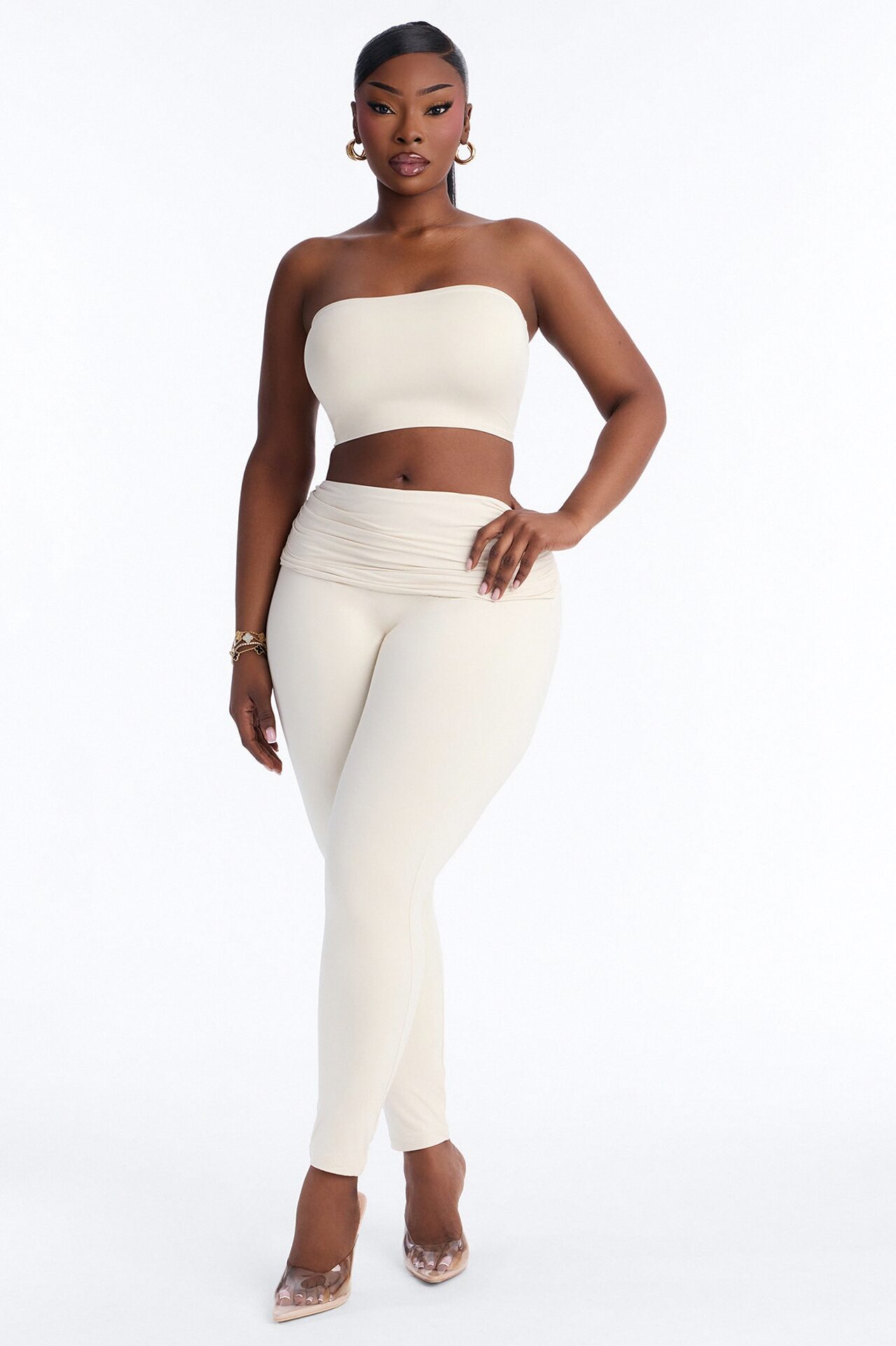 Contour Double Lined Strapless Bandeau Top - Bone