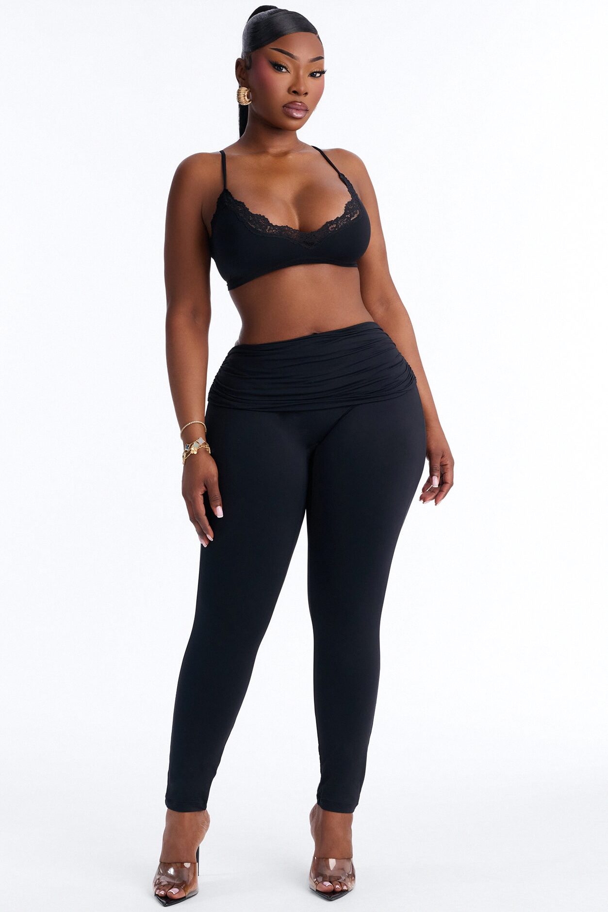 Second Skin Double Lined Lace Trim Bralette - Black