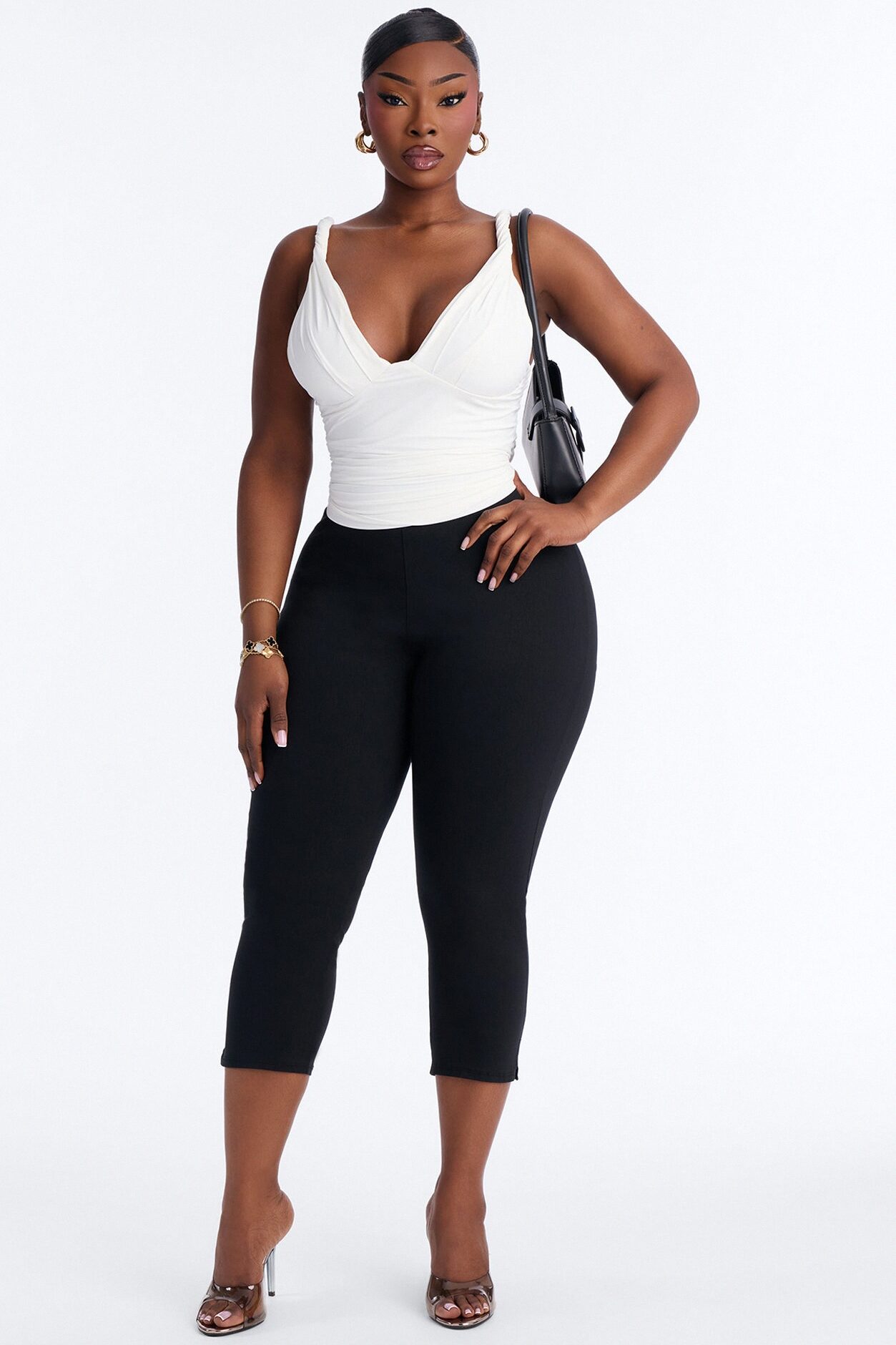 Sweetest Vibe Twist Ruched Tank Top - White