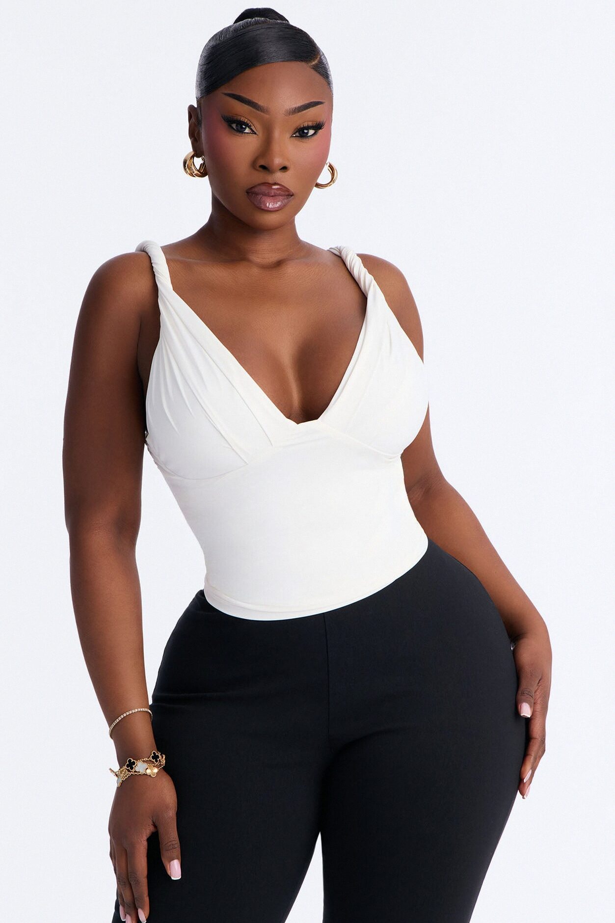 Sweetest Vibe Twist Ruched Tank Top - White