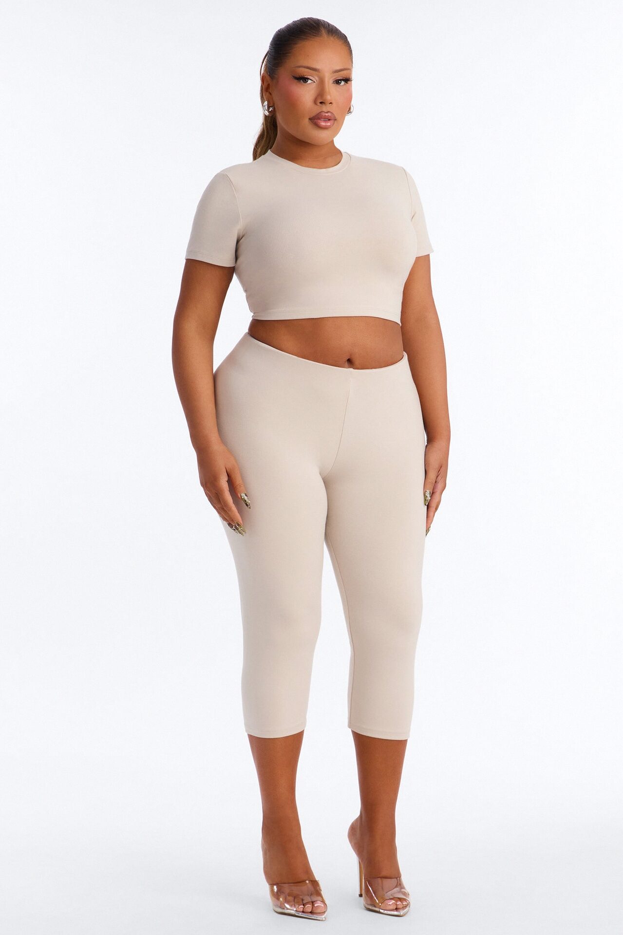 Quinn Short Sleeve Super Cropped Tee - Stone