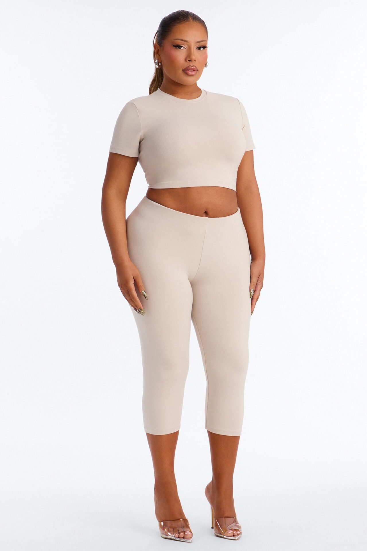 Quinn Low Rise Capri Legging - Stone