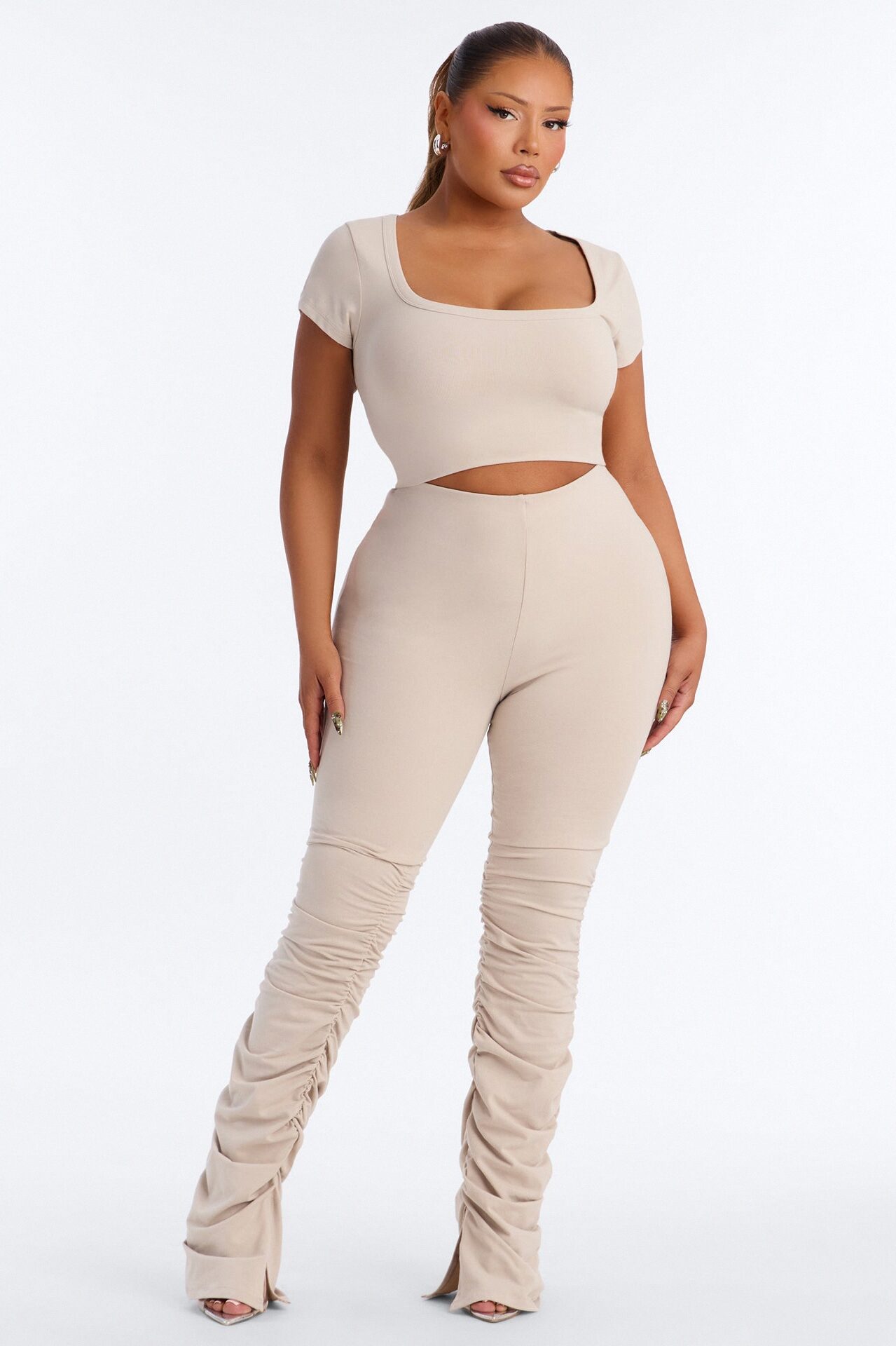 Quinn High Rise Stacked Legging - Stone
