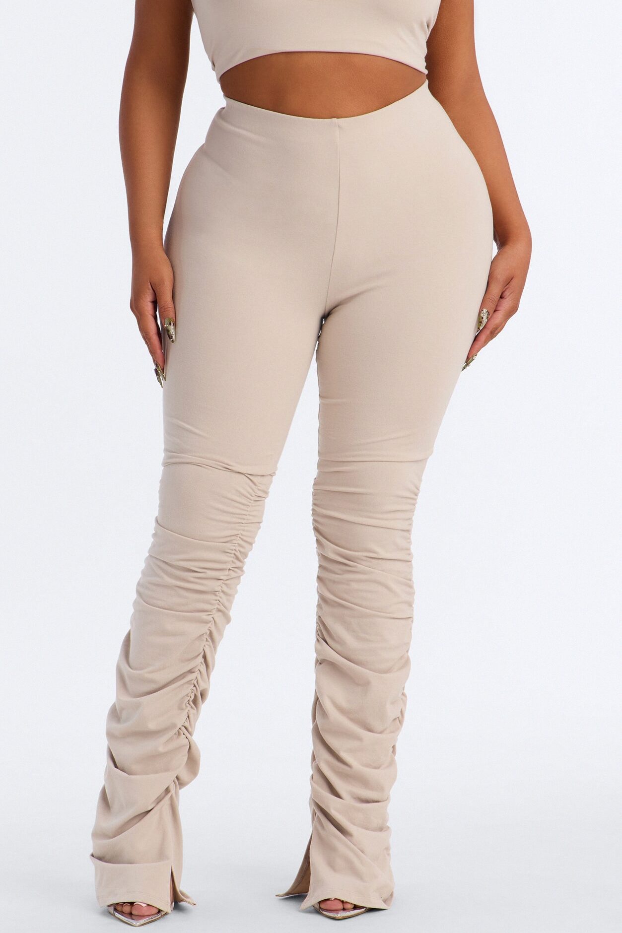 Quinn High Rise Stacked Legging - Stone