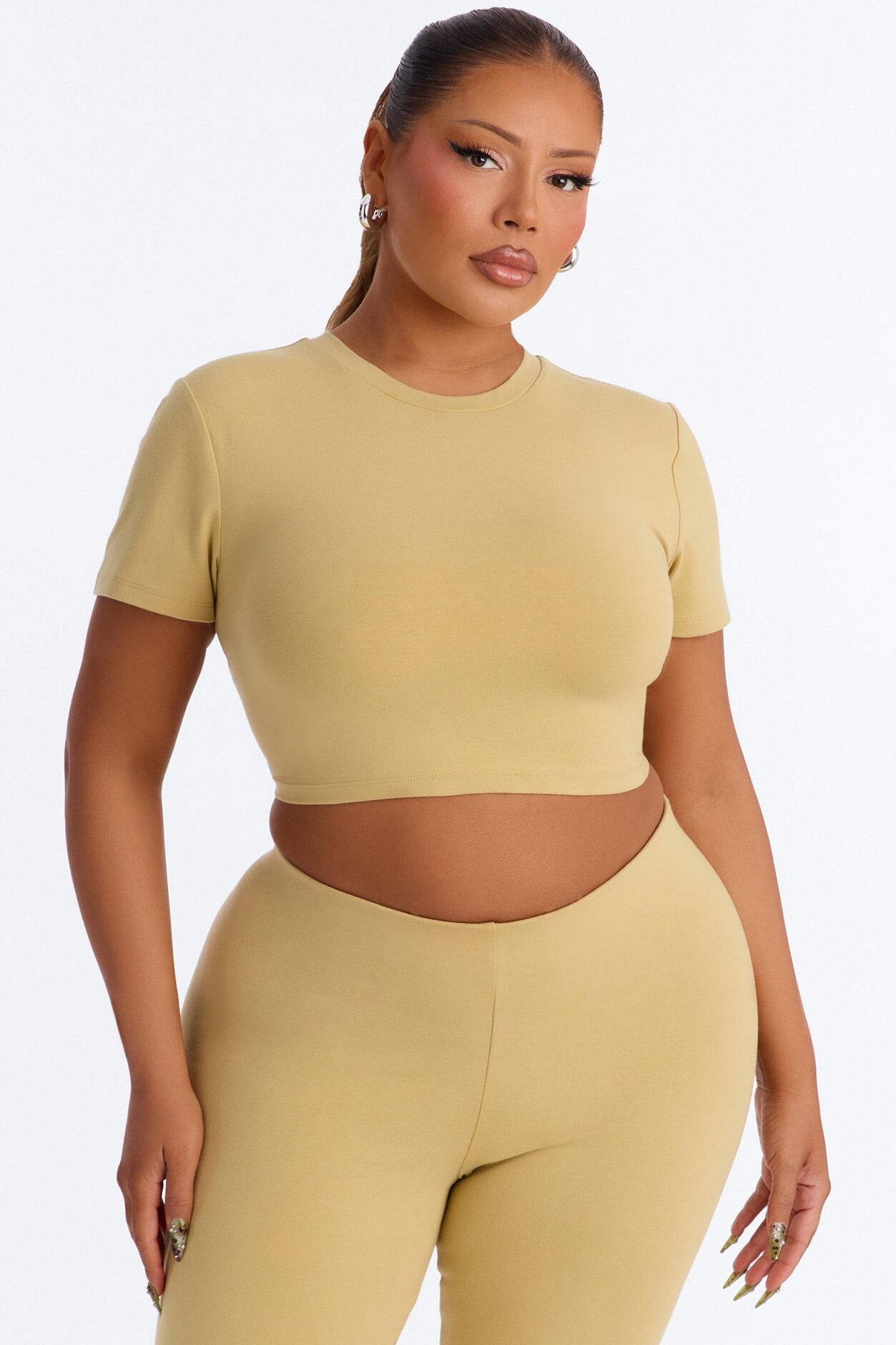 Quinn Short Sleeve Super Cropped Tee - Honey