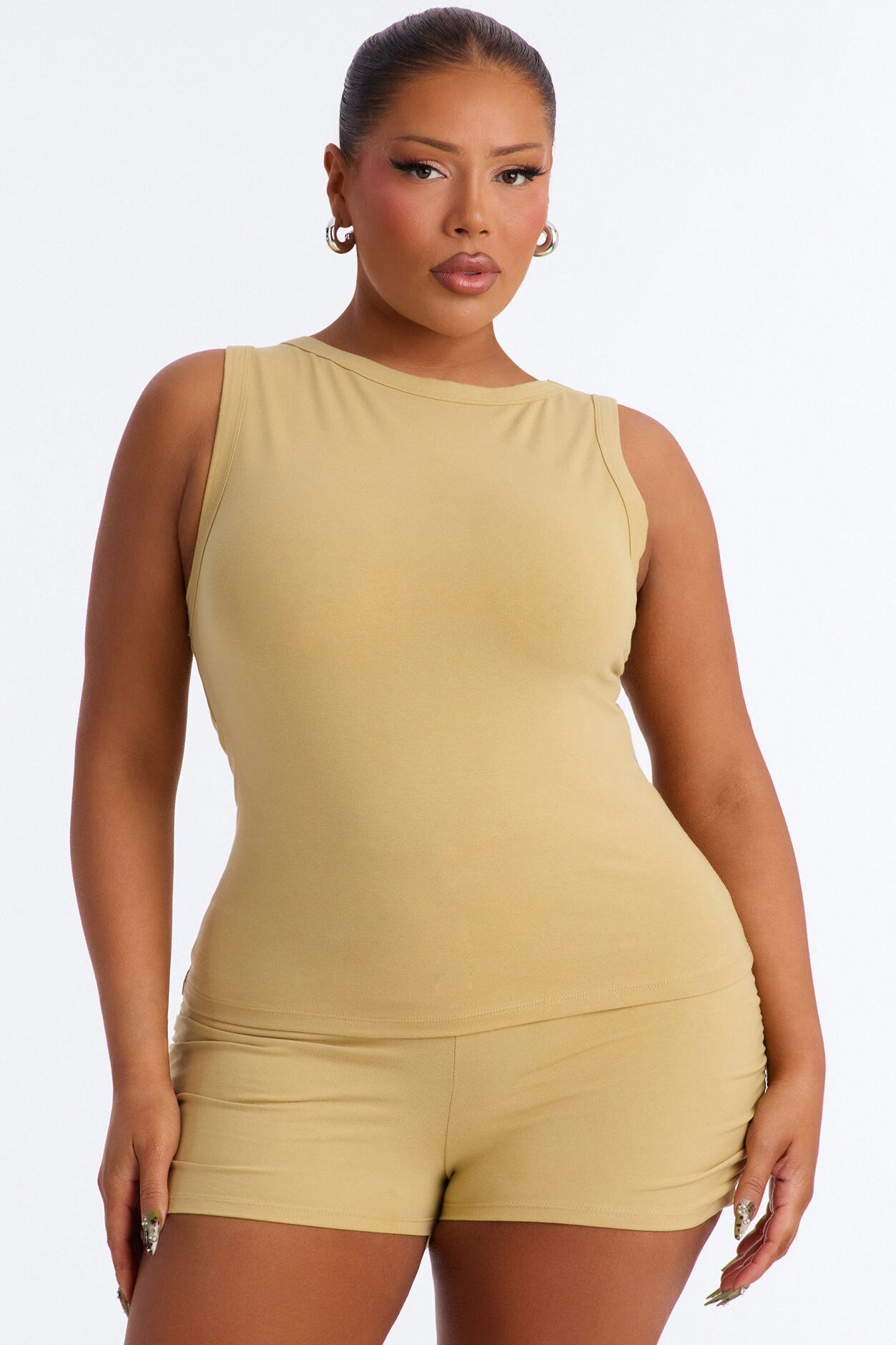 Quinn High Neck Tank Top - Honey