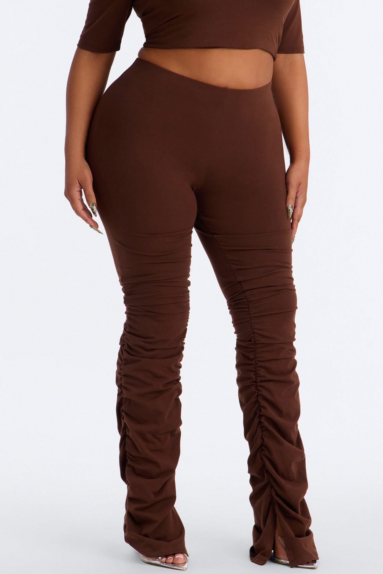 Quinn High Rise Stacked Legging - Brown