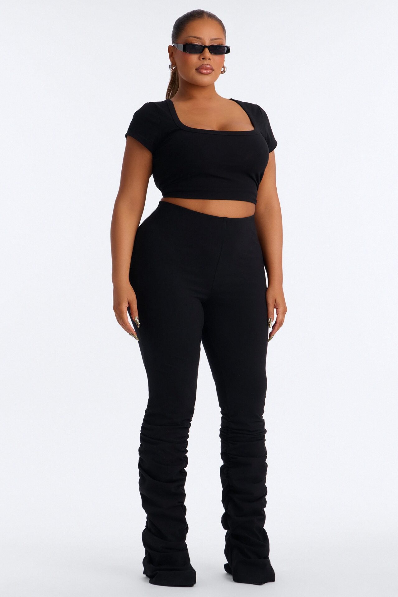 Quinn High Rise Stacked Legging - Black