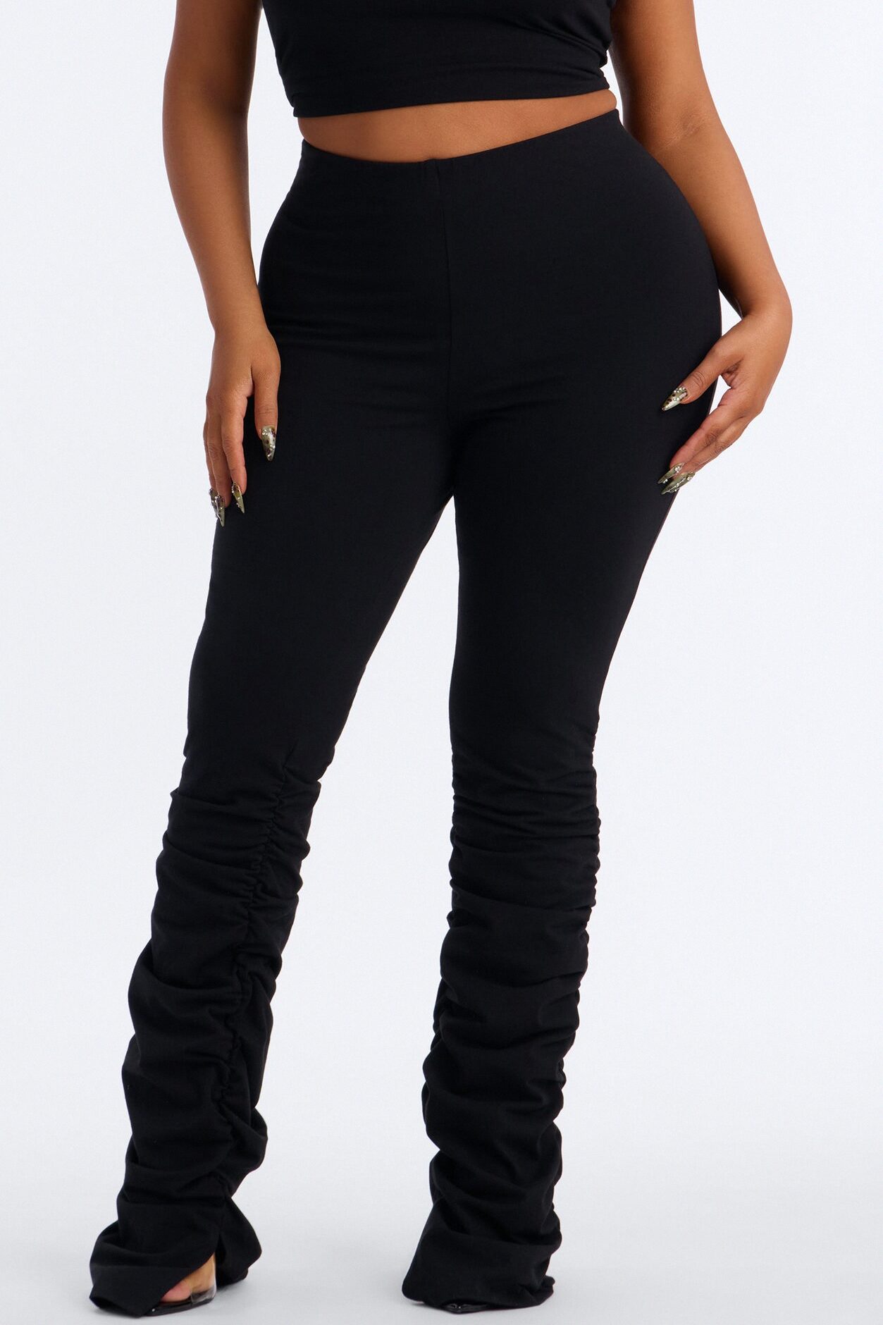 Quinn High Rise Stacked Legging - Black