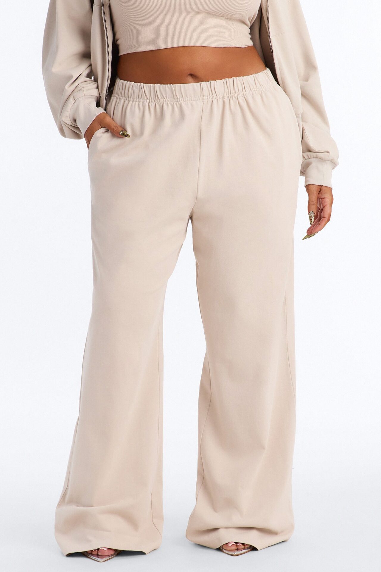 Ellie Wide Leg Pull On Pant - Stone