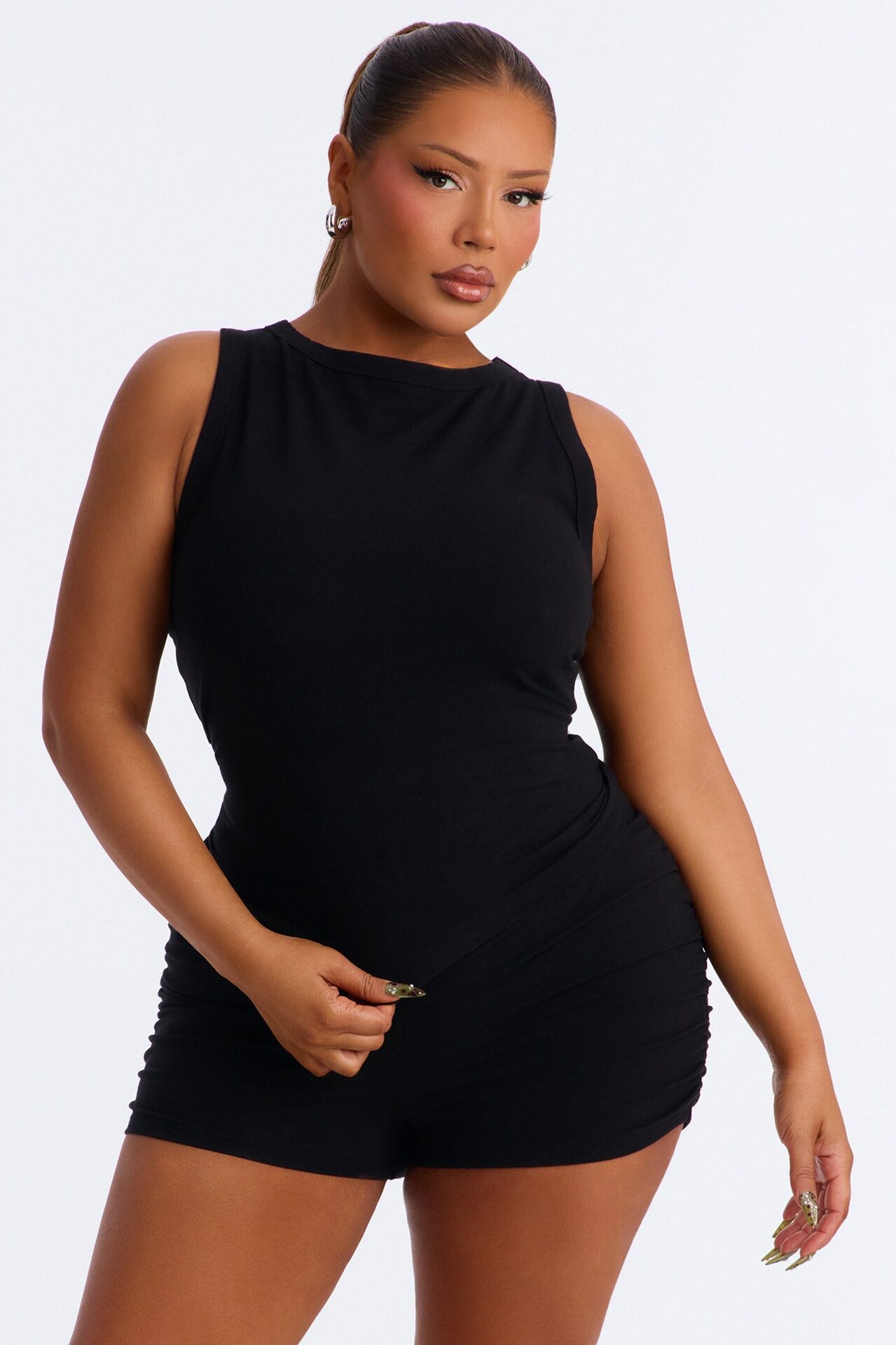 Quinn High Neck Tank Top - Black