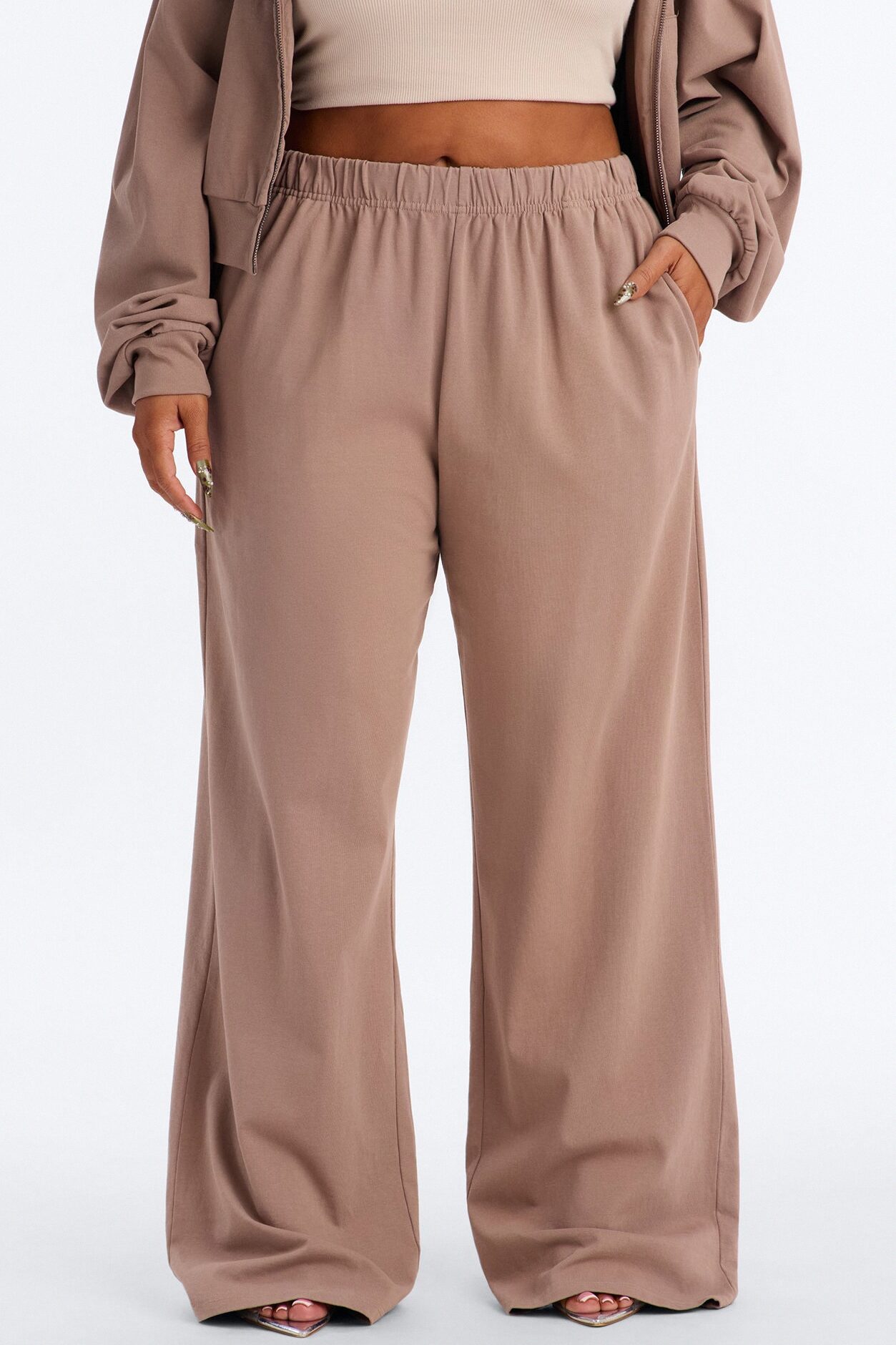 Ellie Wide Leg Pull On Pant - Taupe