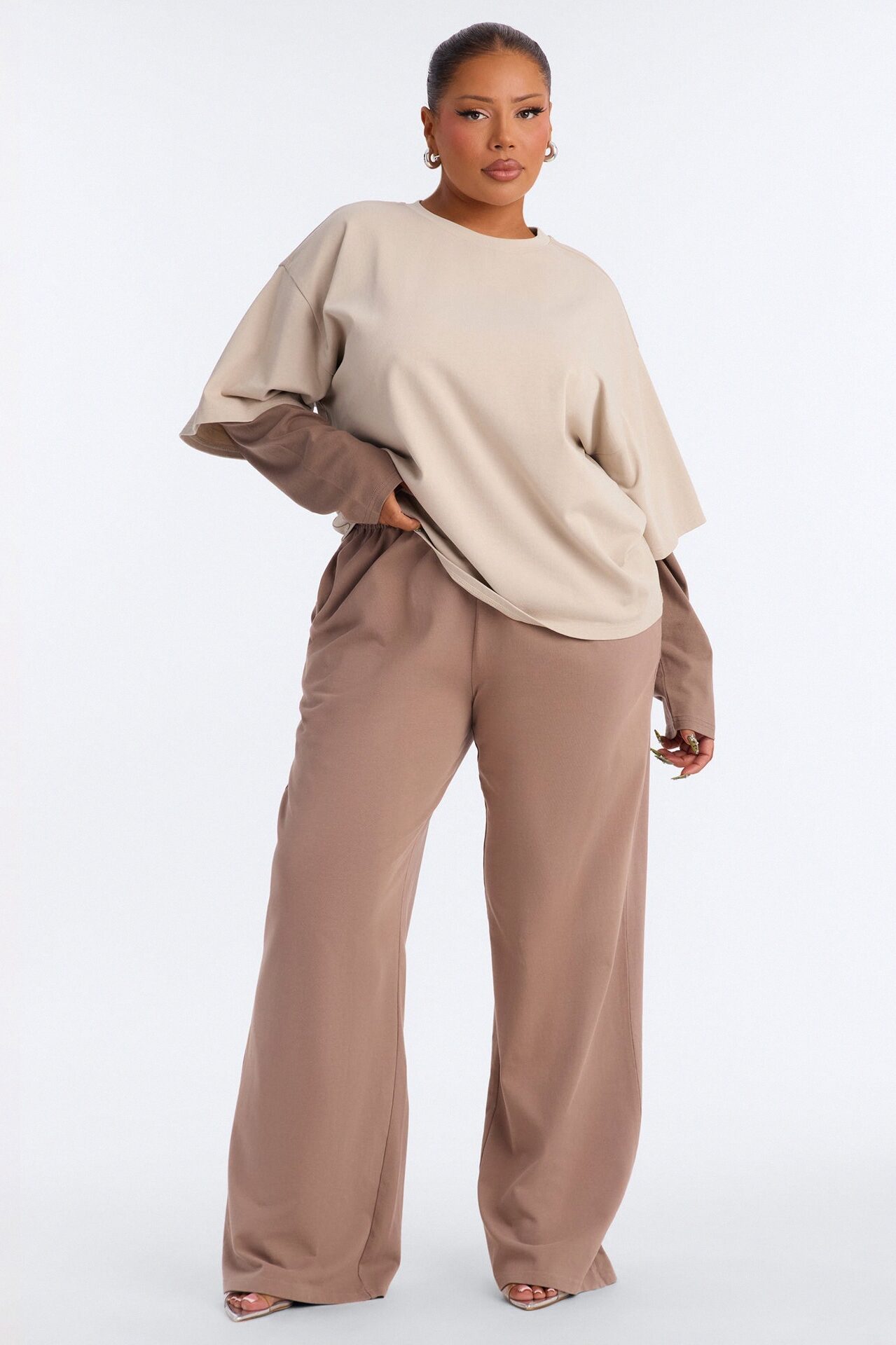 Justine Layered Long Sleeve T-Shirt - Stone/Combo