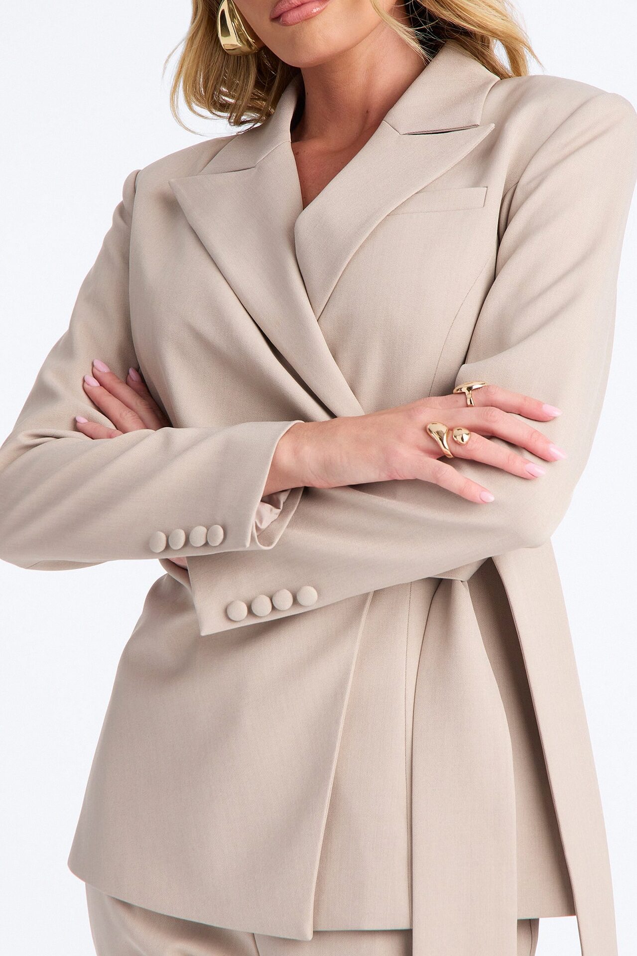 Alani Wrap Waist Blazer - Stone