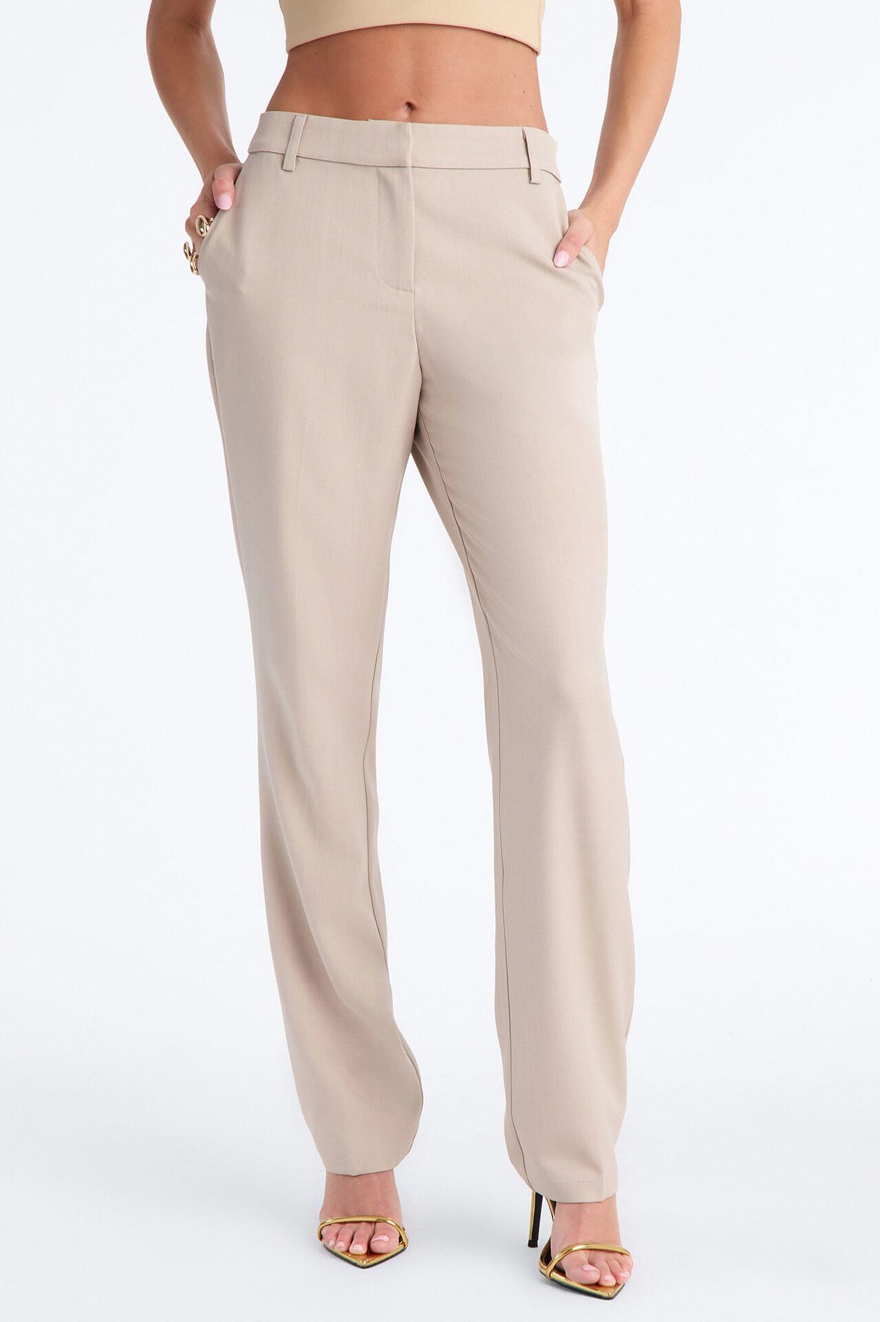 Alani Straight Leg Trouser - Stone