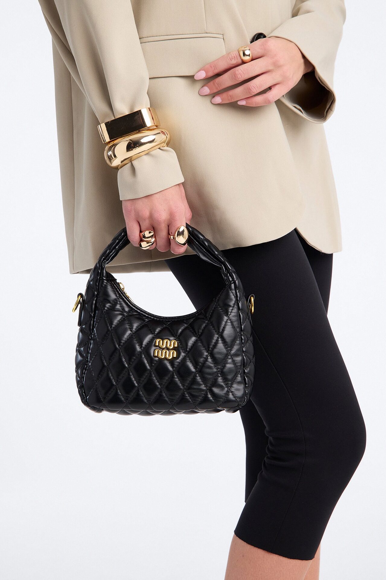 Pillow Talk Faux Leather Quilted Bag - Black