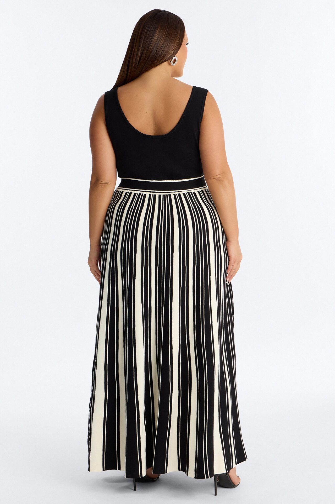 Danica A Line Knit Maxi Dress - Black/White