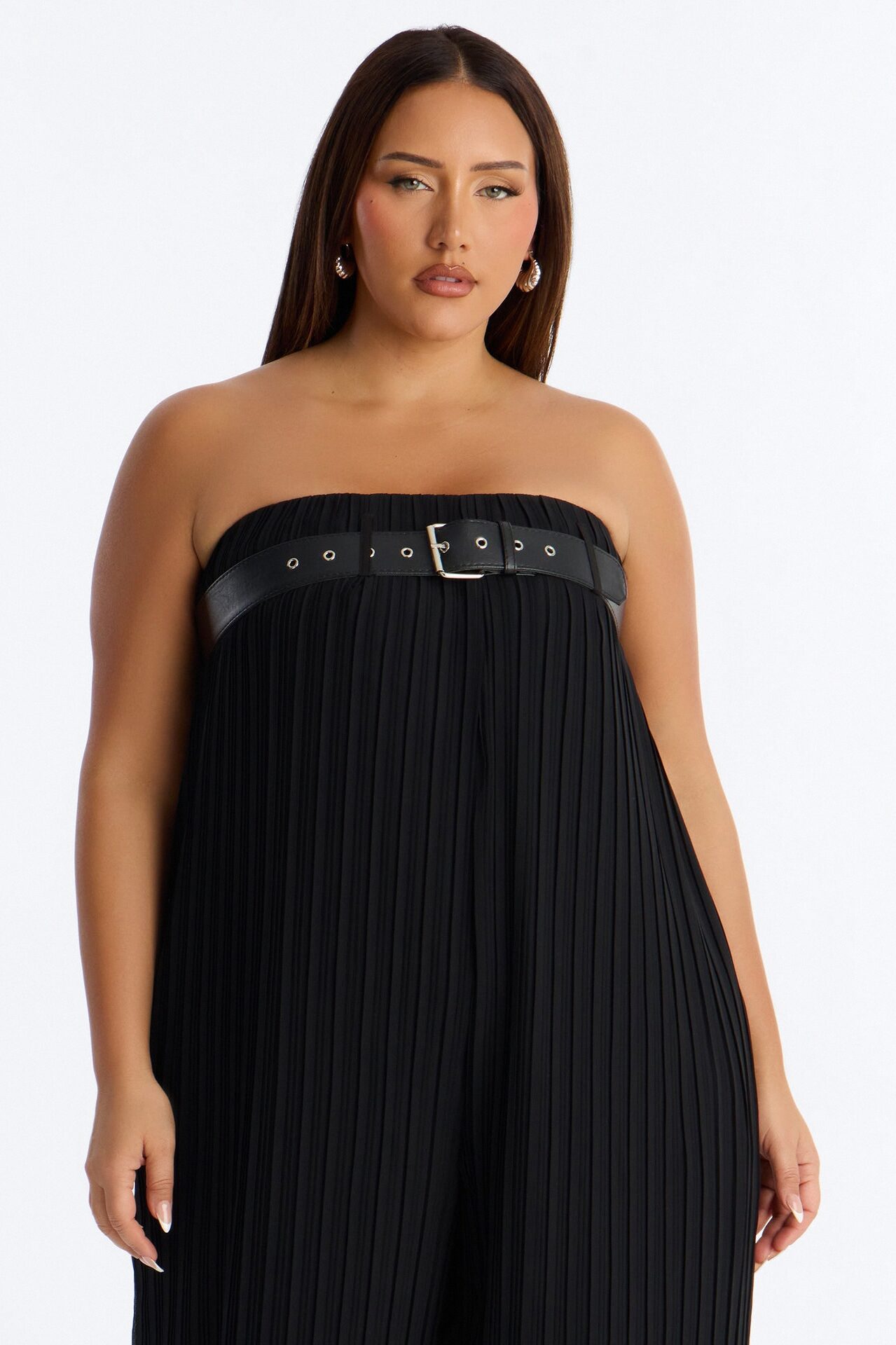Paloma Chiffon Belted Wide Leg Jumpsuit - Black