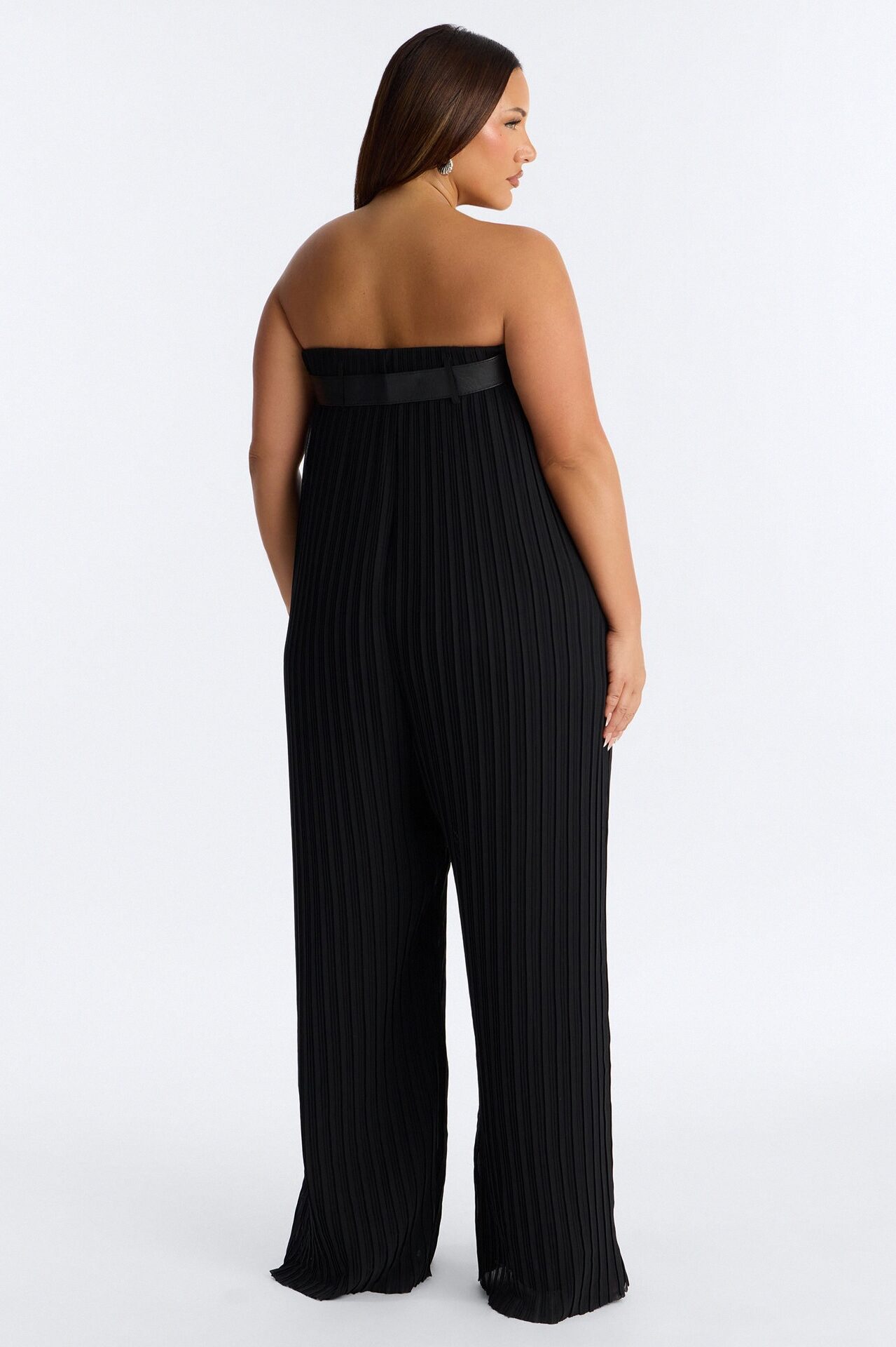 Paloma Chiffon Belted Wide Leg Jumpsuit - Black