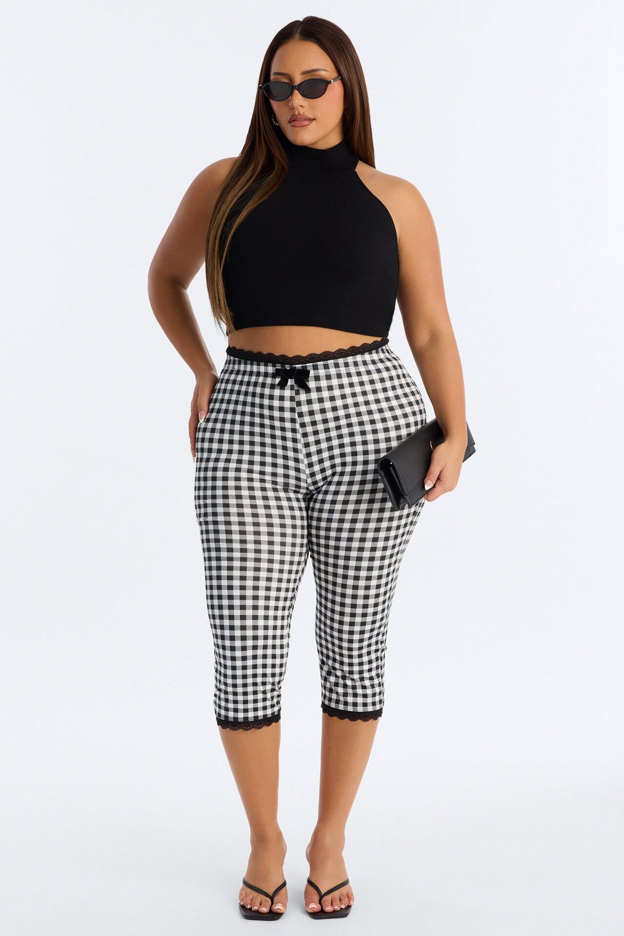Florentina Lace Trim Capri Legging - Black/combo